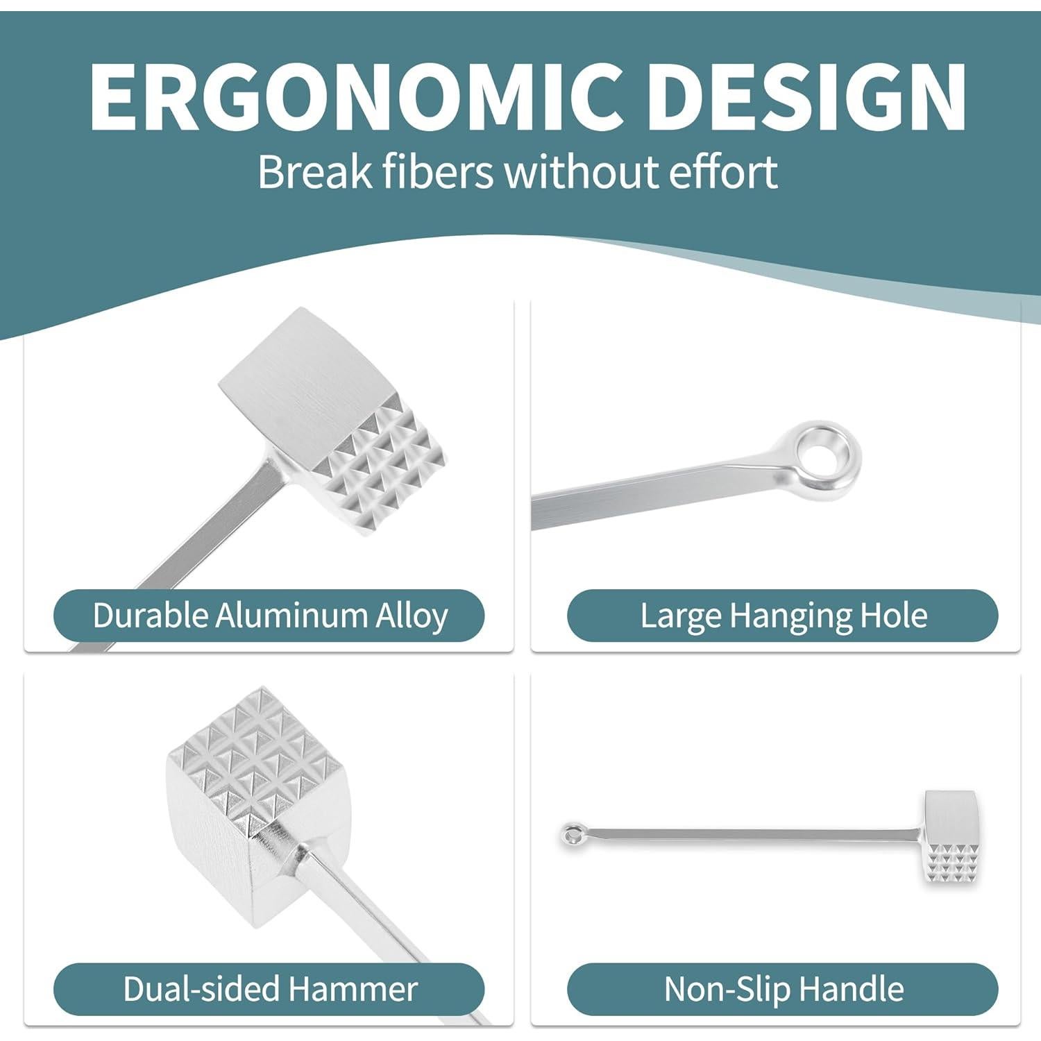 Mazo Ablandador de Carne VOCOSTE de Aluminio Doble Cara 19x4cm