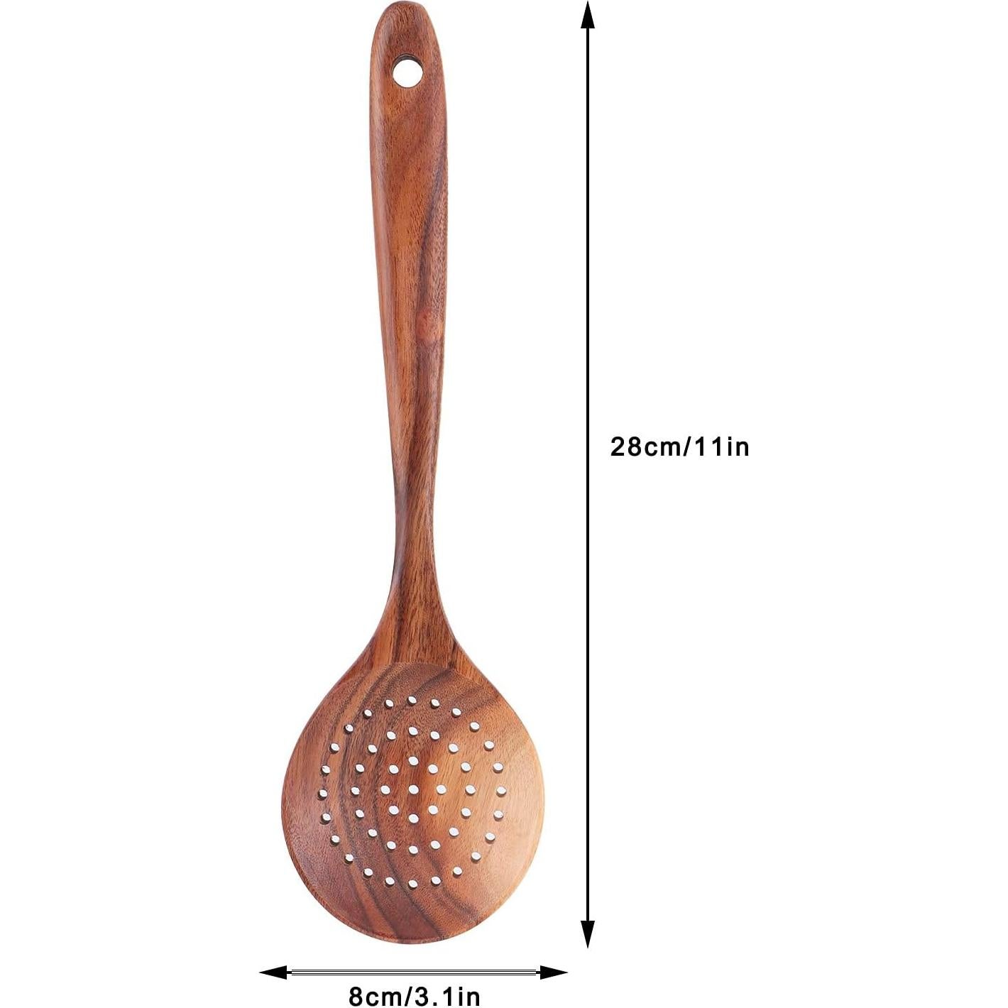 Cuchara Coladora de Madera de Teca Pssopp 28x8cm Ecológica