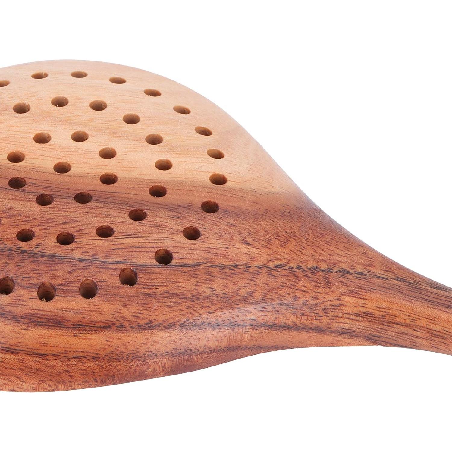 Cuchara Coladora de Madera de Teca Pssopp 28x8cm Ecológica