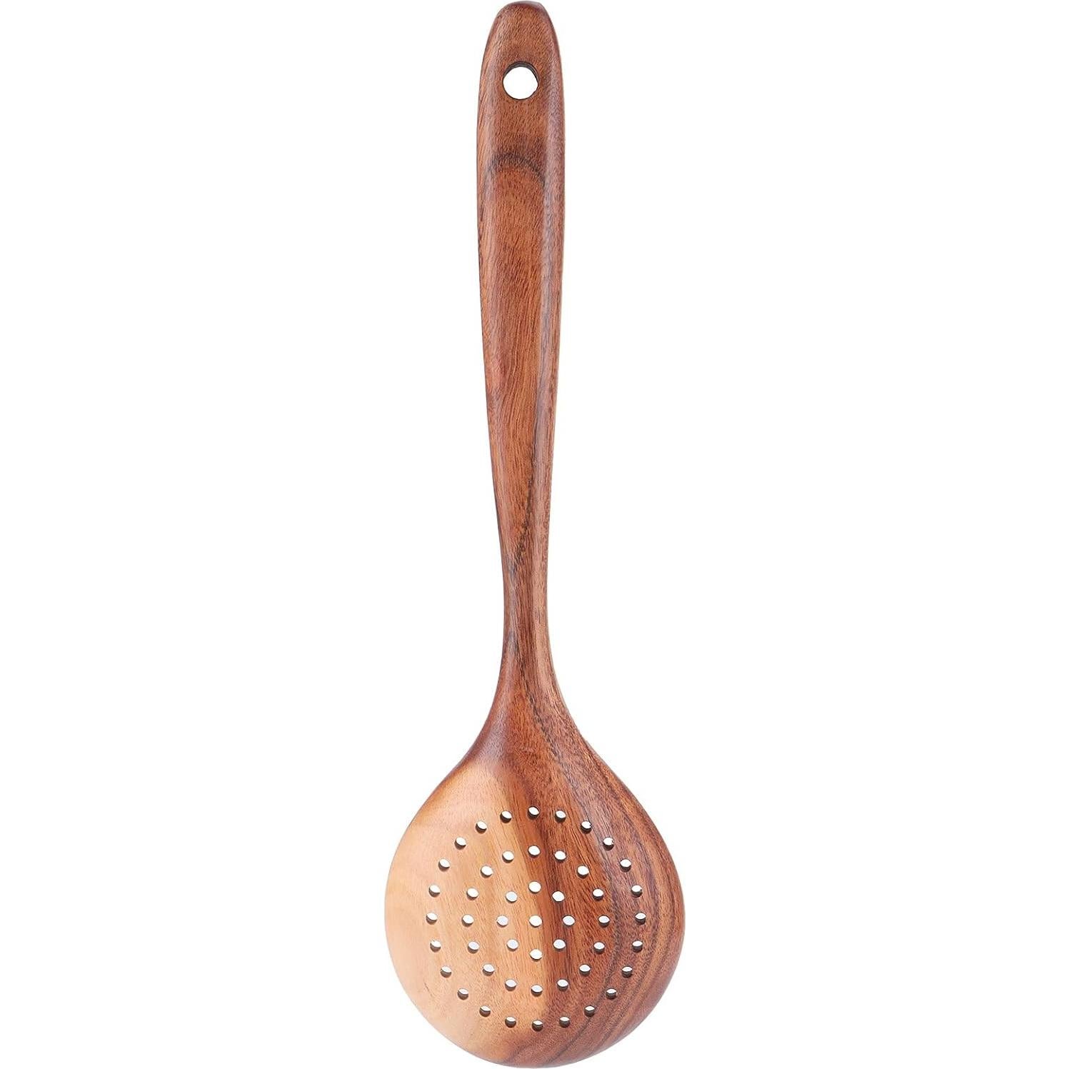 Cuchara Coladora de Madera de Teca Pssopp 28x8cm Ecológica