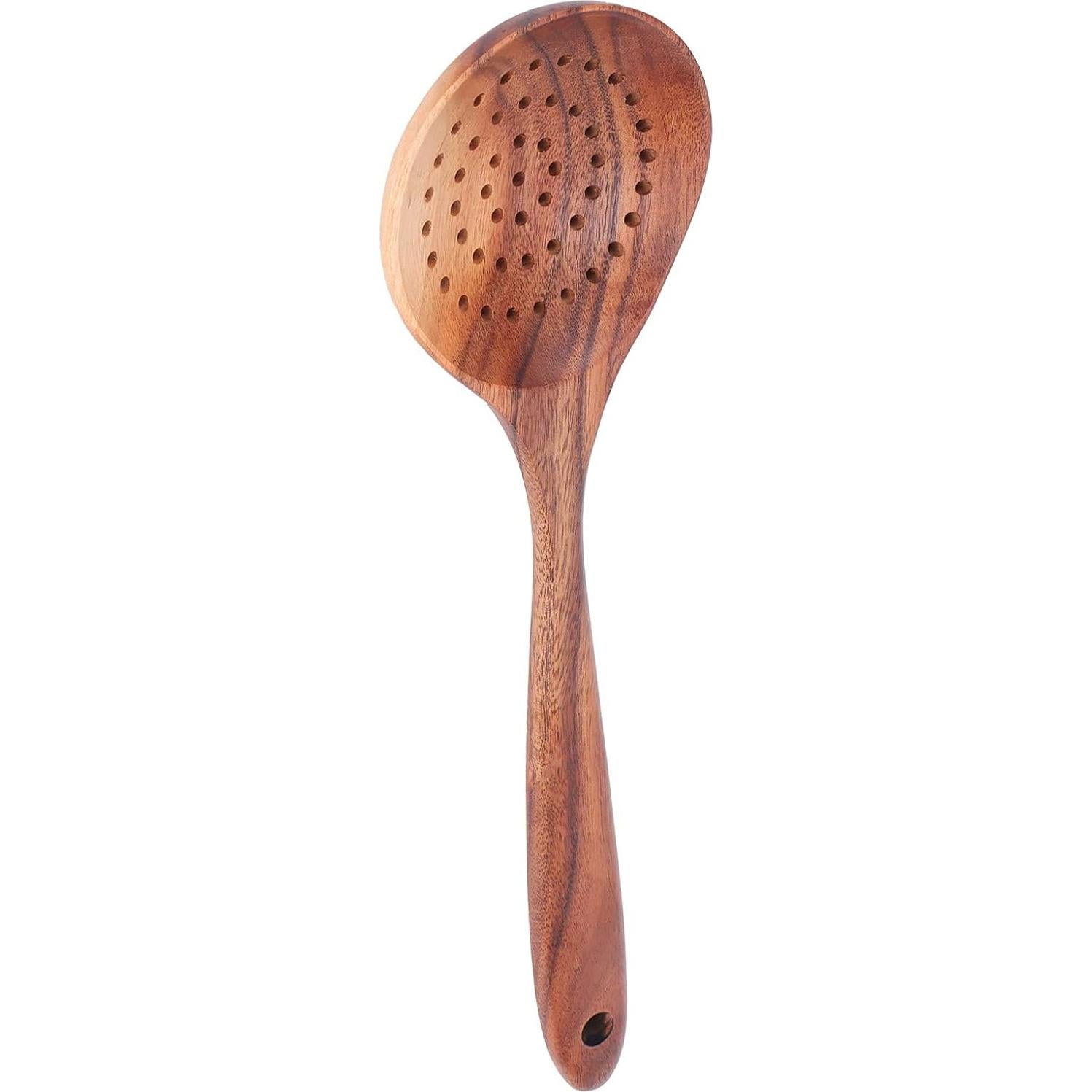 Cuchara Coladora de Madera de Teca Pssopp 28x8cm Ecológica