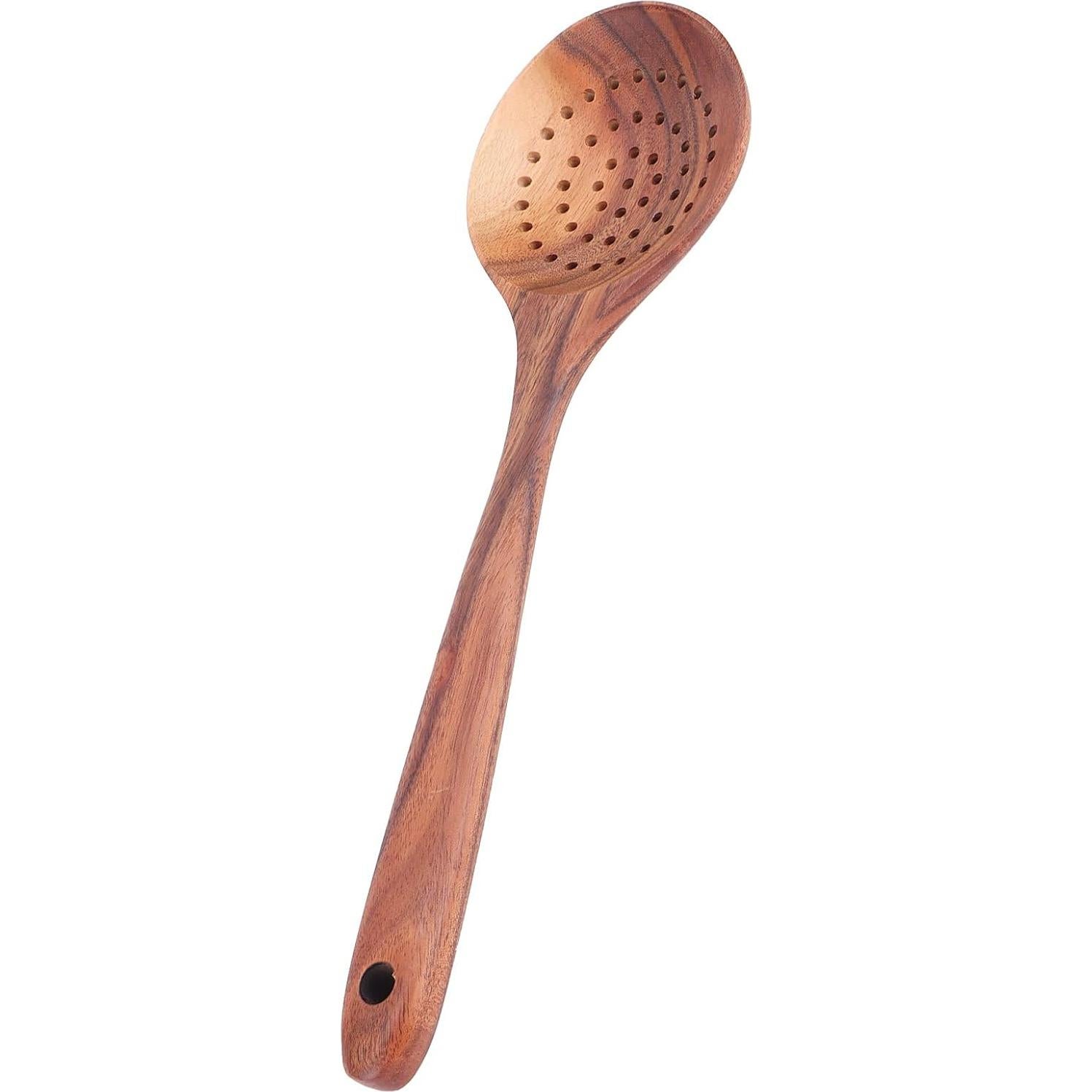 Cuchara Coladora de Madera de Teca Pssopp 28x8cm Ecológica