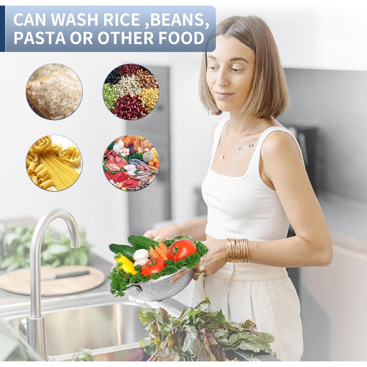 Colador de Acero Inoxidable Gulex 3QT con Base y Apto Lavavajillas