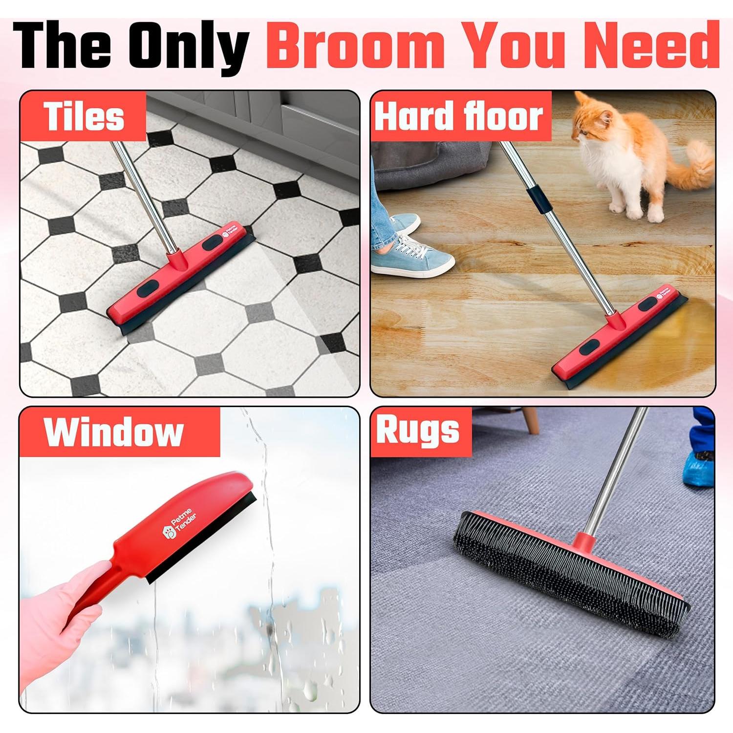 Escoba Híbrida Petme Tender para Pelo de Mascota - Mango Ajustable