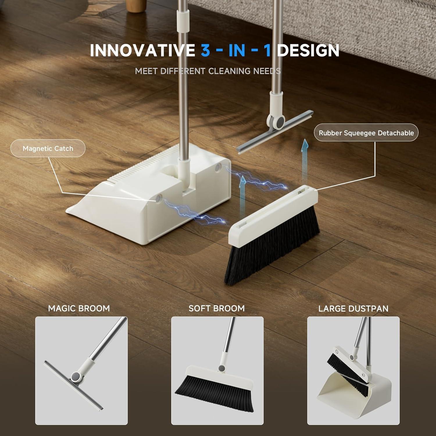 Juego de Escoba y Recogedor HACHWAIZZ con Limpiador 3 en 1