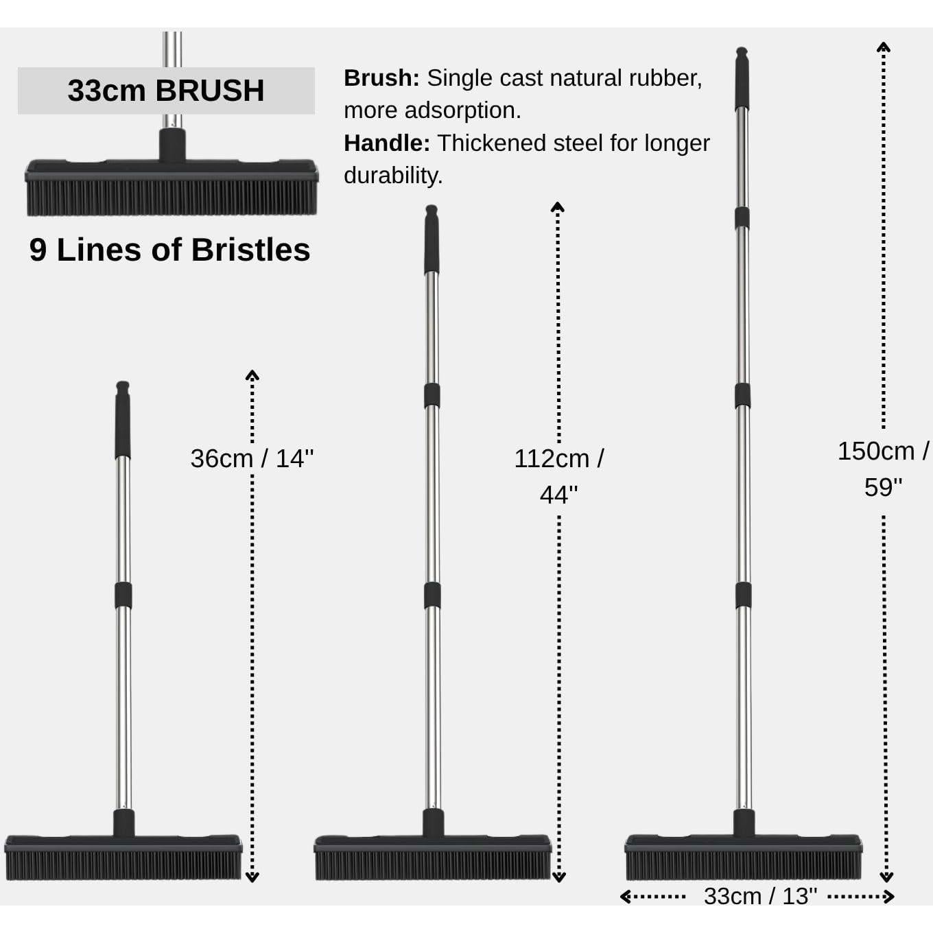 Escoba de goma Thamtu con limpiaparabrisas 2 en 1 para mascotas