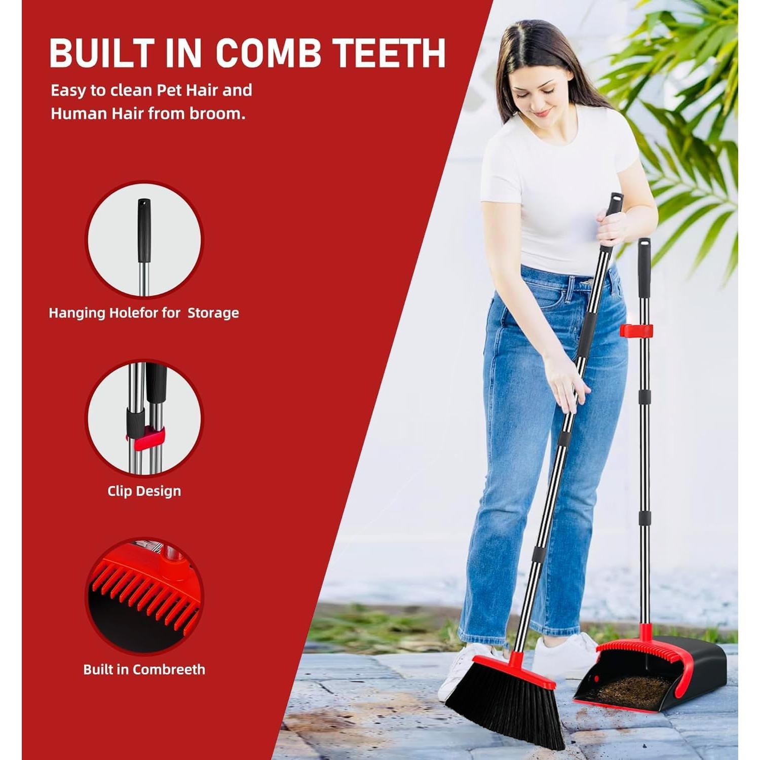 Escoba y Recogedor DJDTDTY con Mango Telescópico 2 Piezas