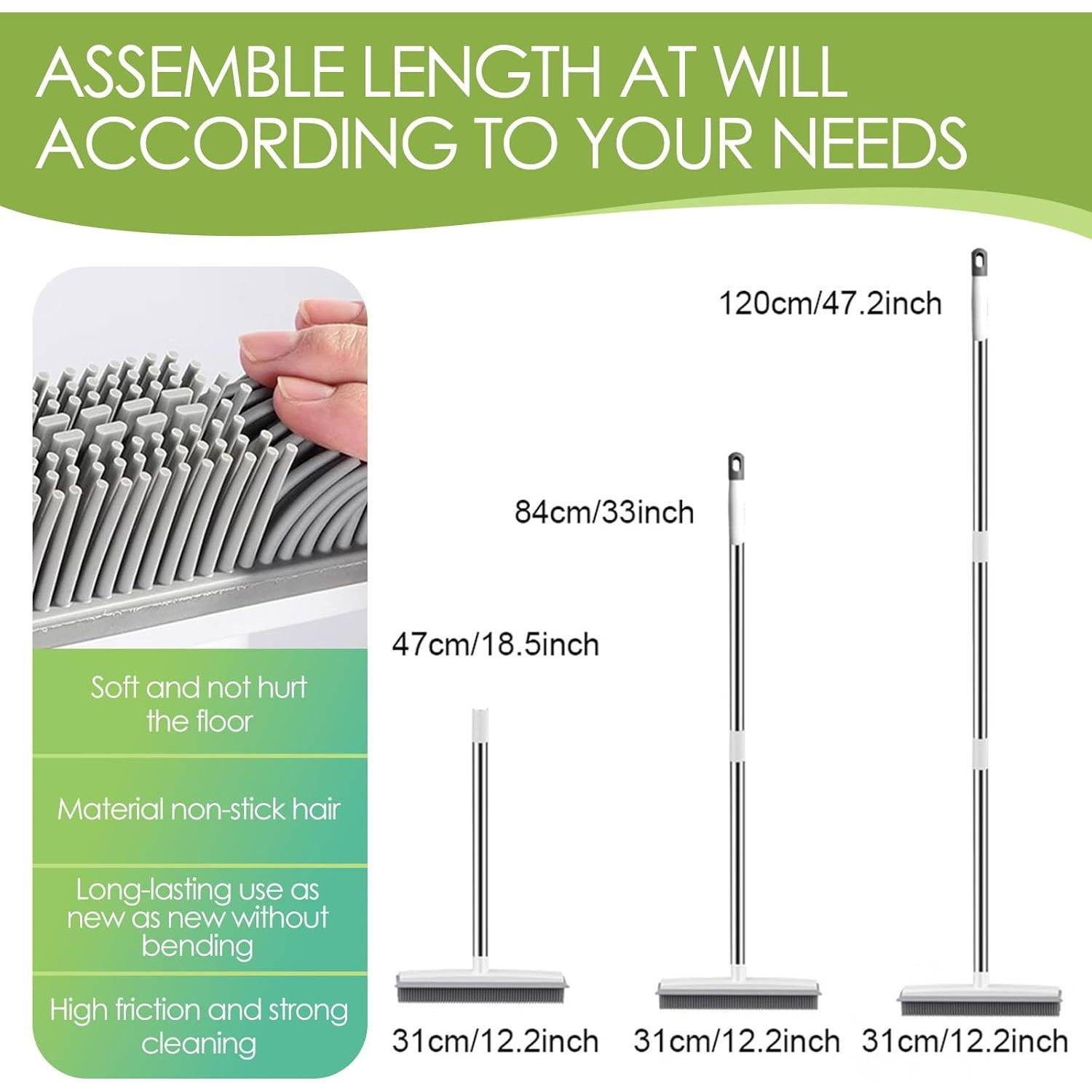 Escoba de Goma Broomwiz para Pelo de Mascota con Mango Ajustable