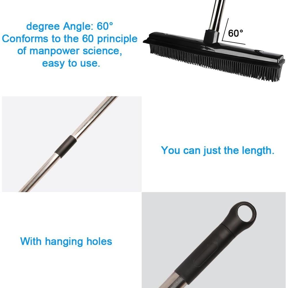 Escoba de goma GLOYY para pelo de mascotas, ajustable 30-140 cm