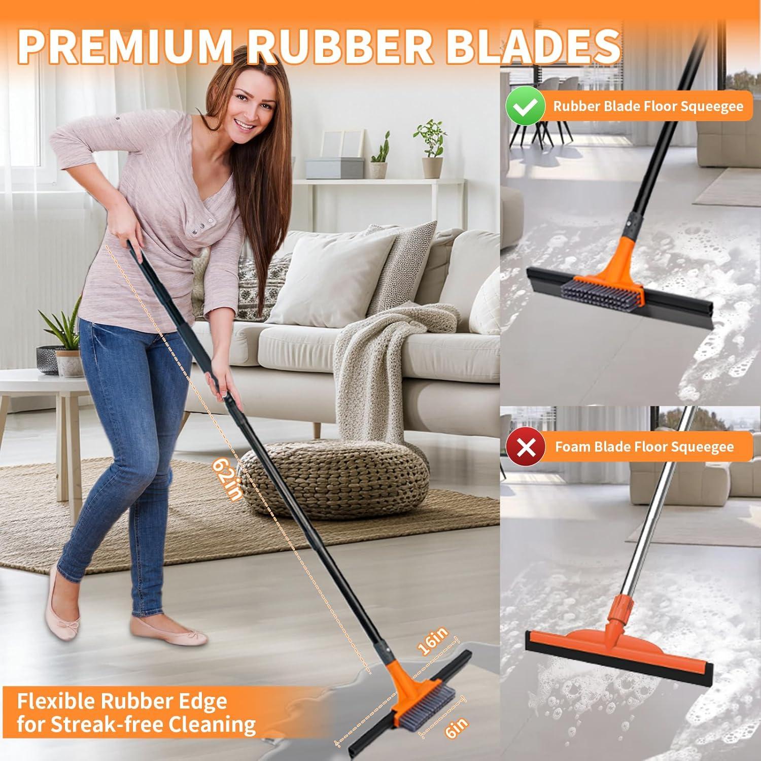 Raspador de Piso de Goma SOBONNE 40.64 cm con Mango de 157.48 cm