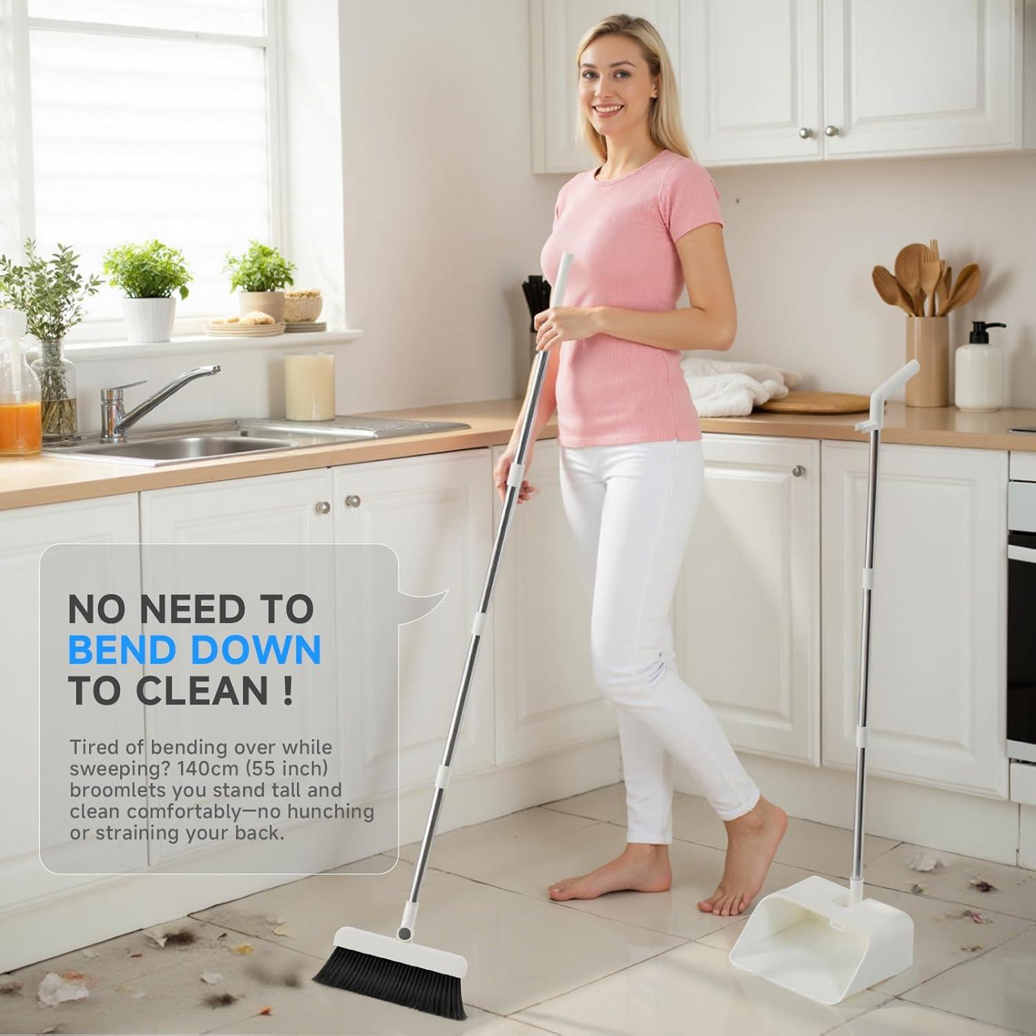 Juego de Escoba y Recogedor HACHWAIZZ con Paño Azul 3 en 1