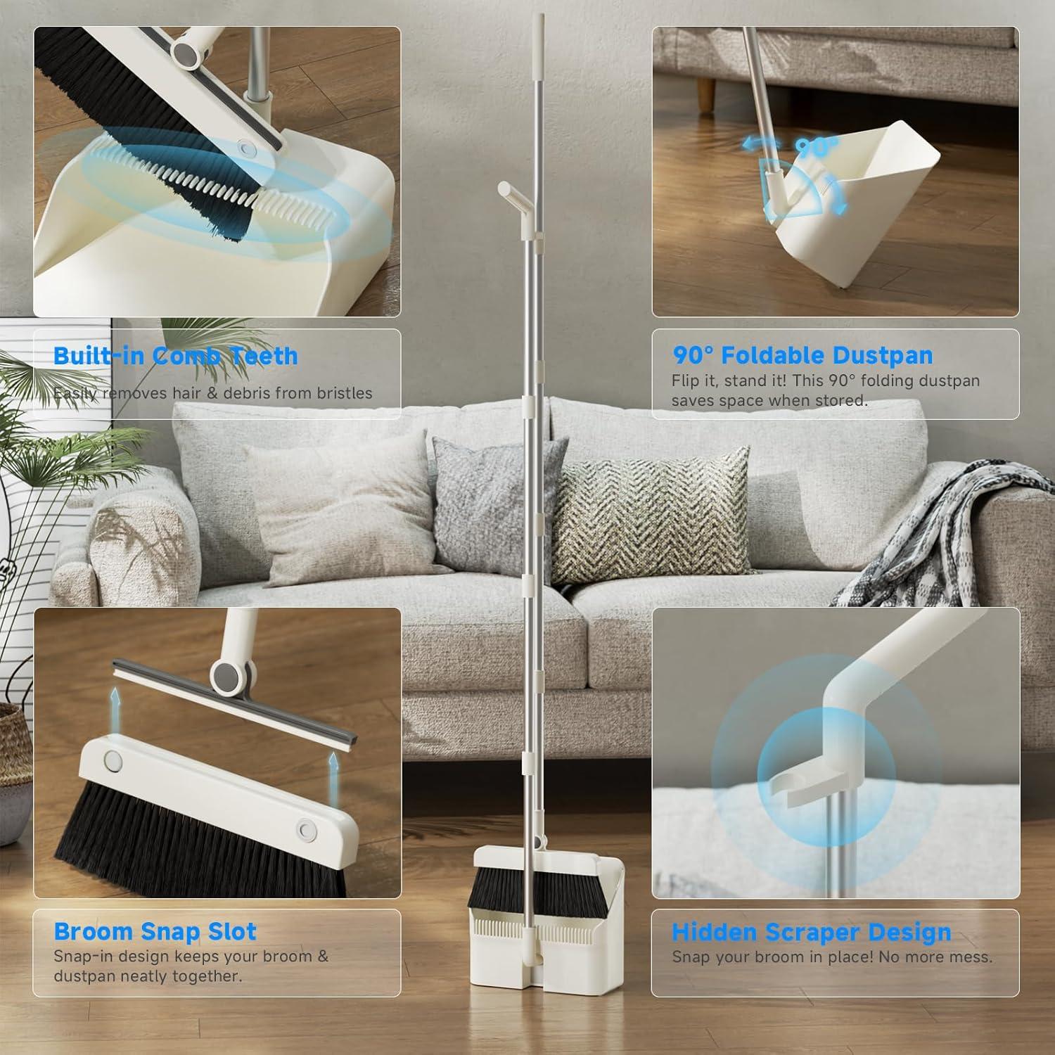 Juego de Escoba y Recogedor HACHWAIZZ con Paño Azul 3 en 1