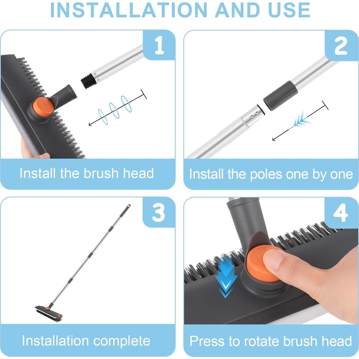Cepillo de Suelo 4 en 1 Hiitytin con Mango Extensible 137 cm
