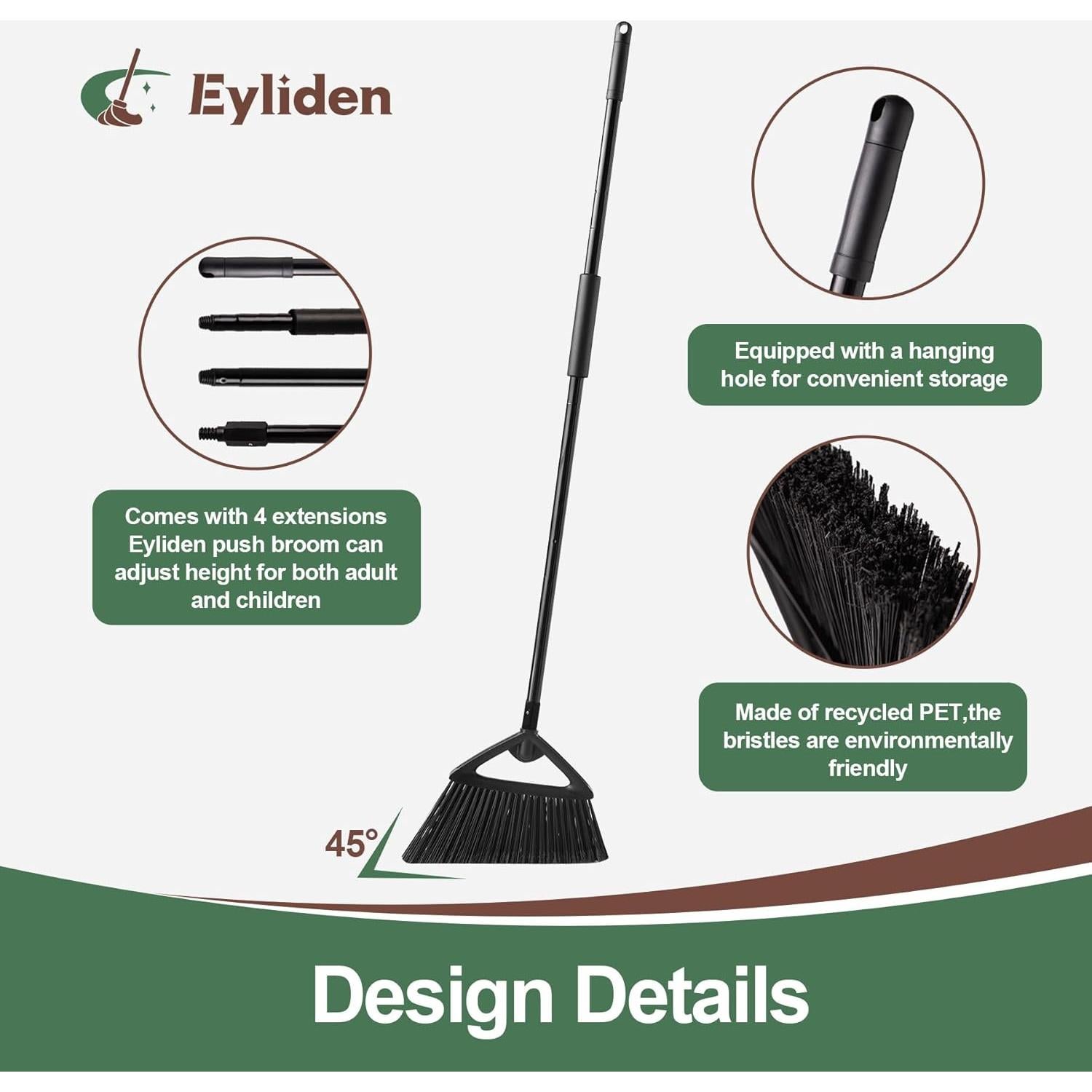 Escoba Eyliden en Ángulo con Mango Largo 146 cm - Multiuso