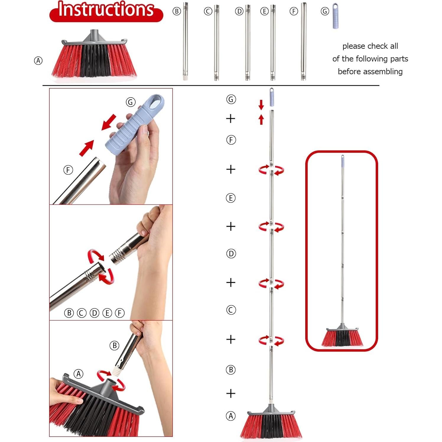 Escoba Exterior Zthluyc 158 cm para Patio y Garaje