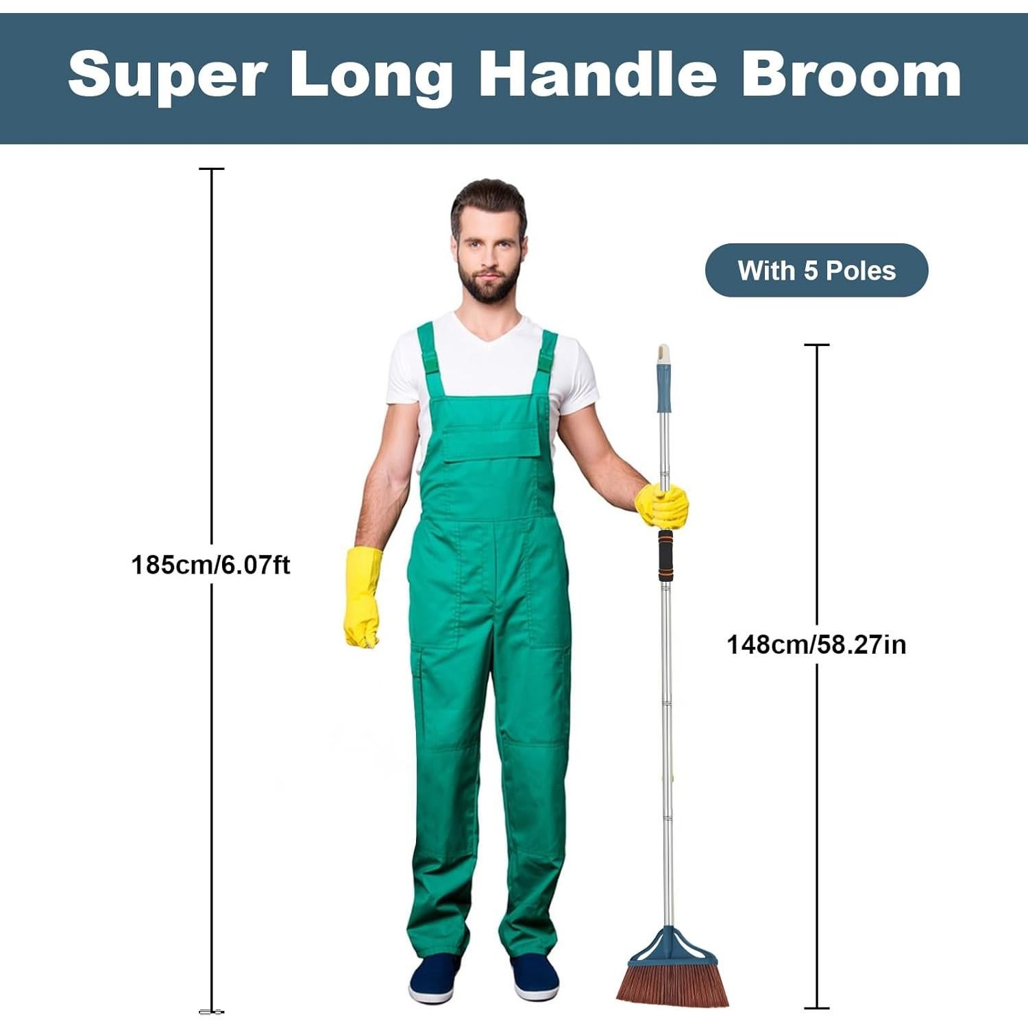 Escoba Comercial QIOJIRMU Mango Largo 147 cm Alta Resistencia