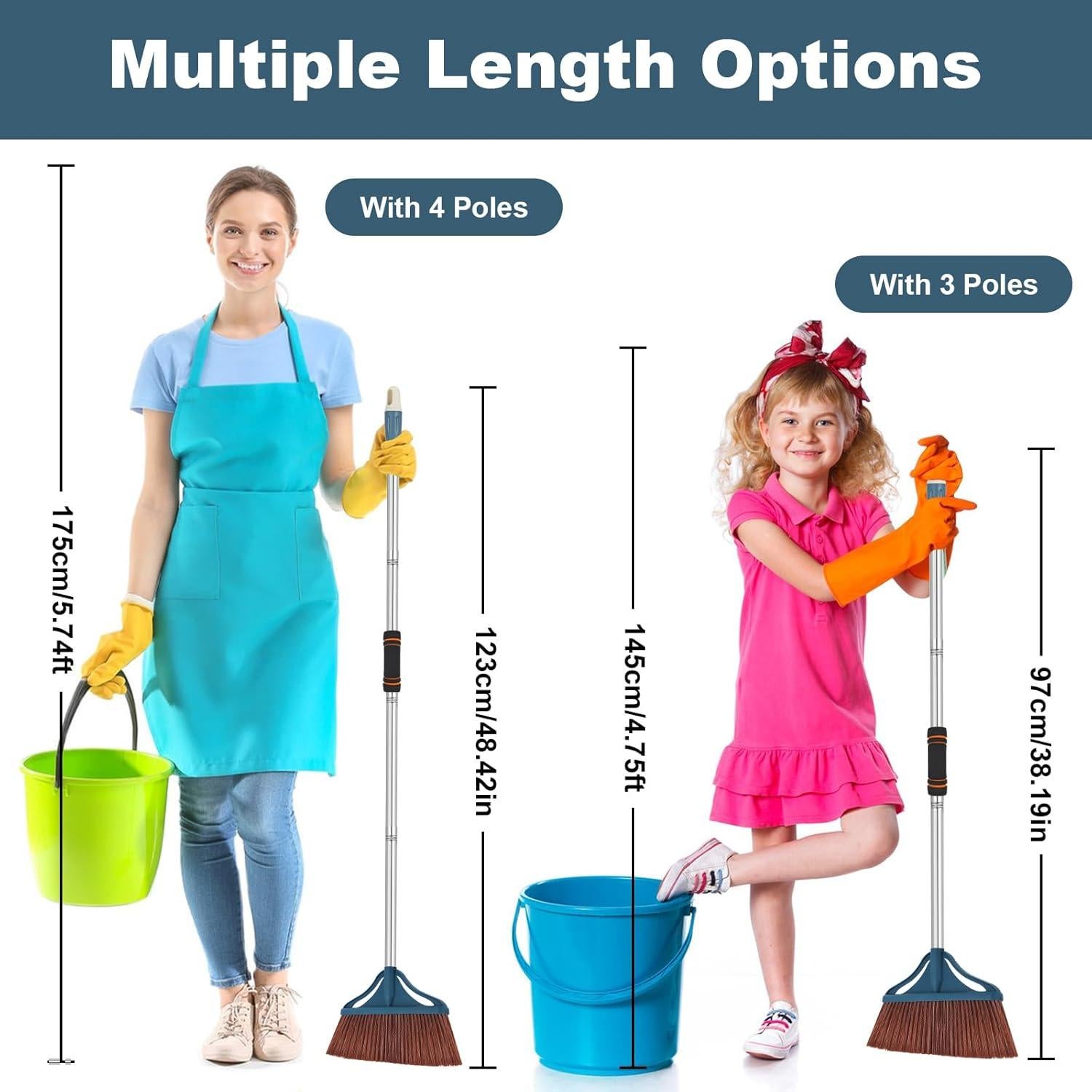 Escoba Comercial QIOJIRMU Mango Largo 147 cm Alta Resistencia