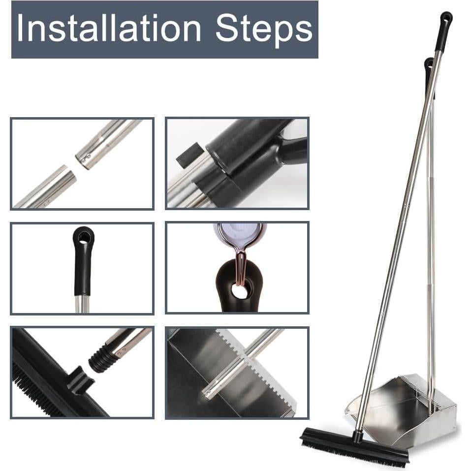 Juego de Escoba de Goma y Recogedor CHANHOO para Pelo de Mascota