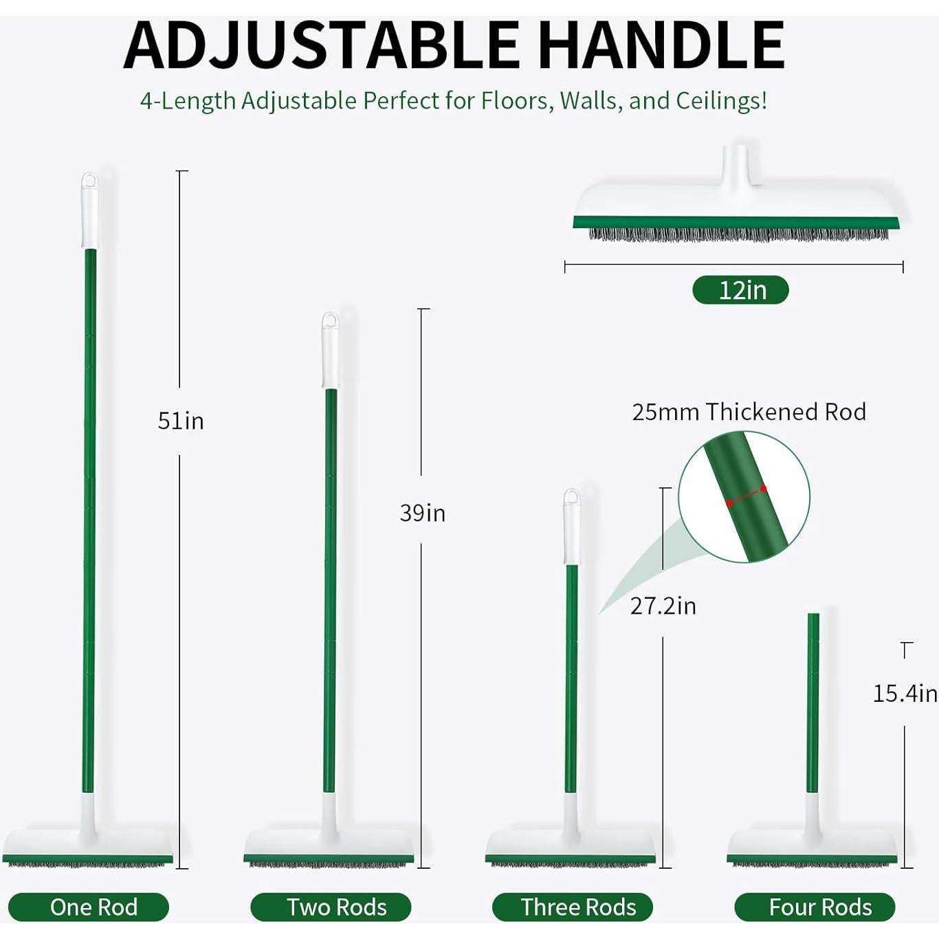 Cepillo de Fregado QCFOLY 2 en 1 con Mango Extensible 129.5 cm
