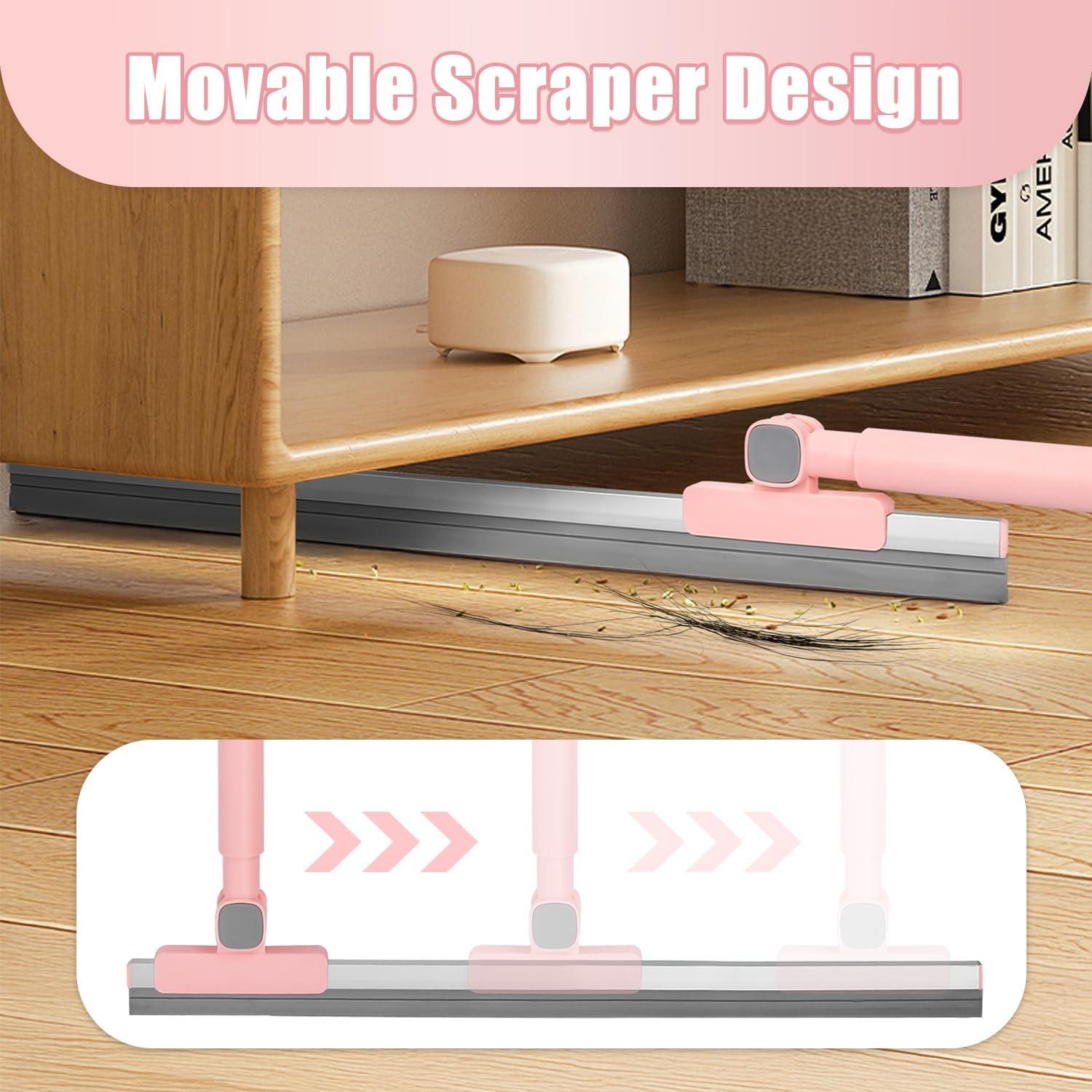 Escoba Raspadora de Piso Tikaa Atok 50 cm Rosa Telescópica