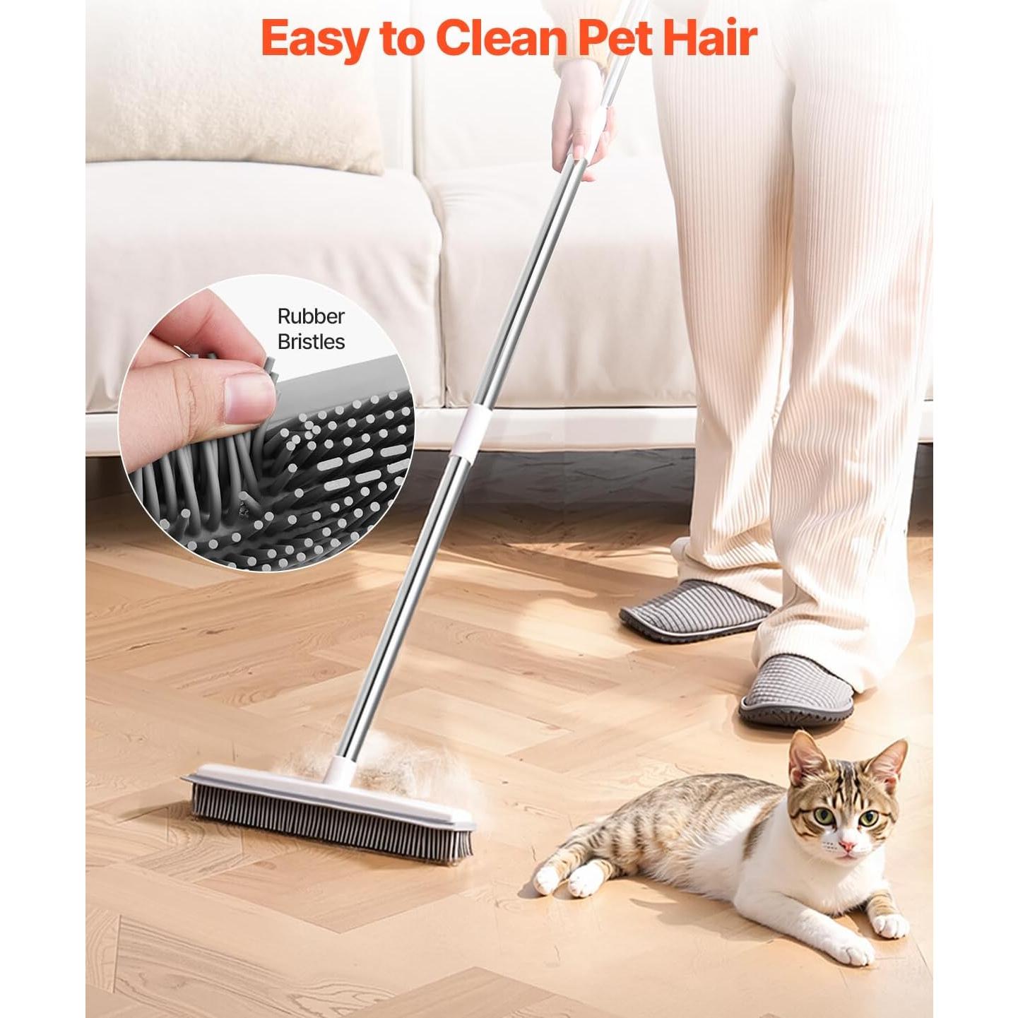 Escoba VEVOR para Pelo de Mascotas, Mango Ajustable 148 cm