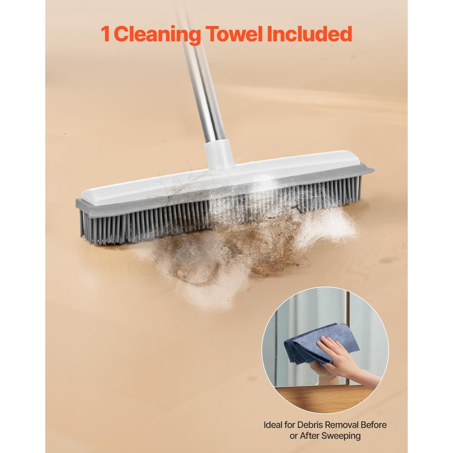 Escoba VEVOR para Pelo de Mascotas, Mango Ajustable 148 cm