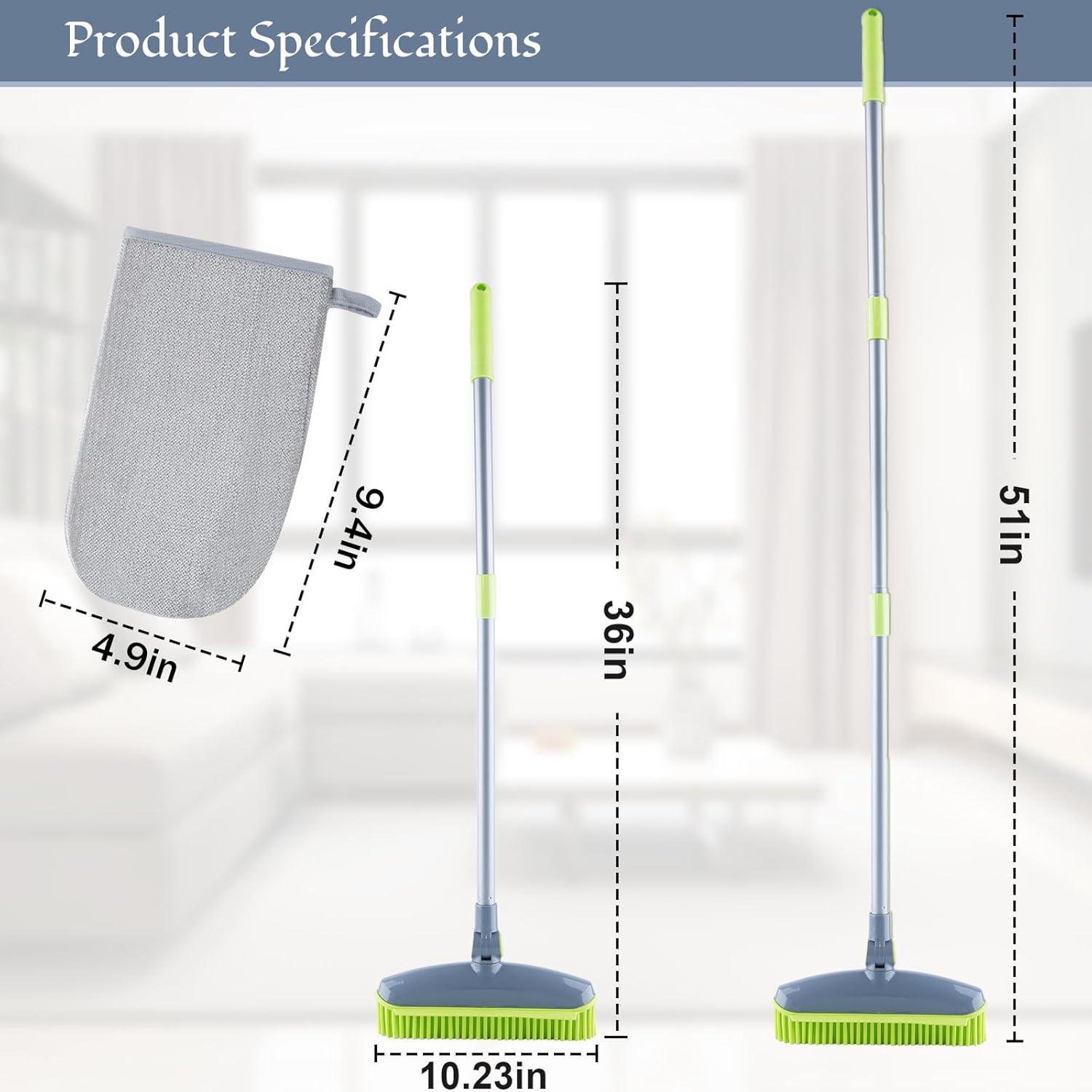 Escoba de goma Homilifibra NC-GMS 180° con rasqueta y guantes