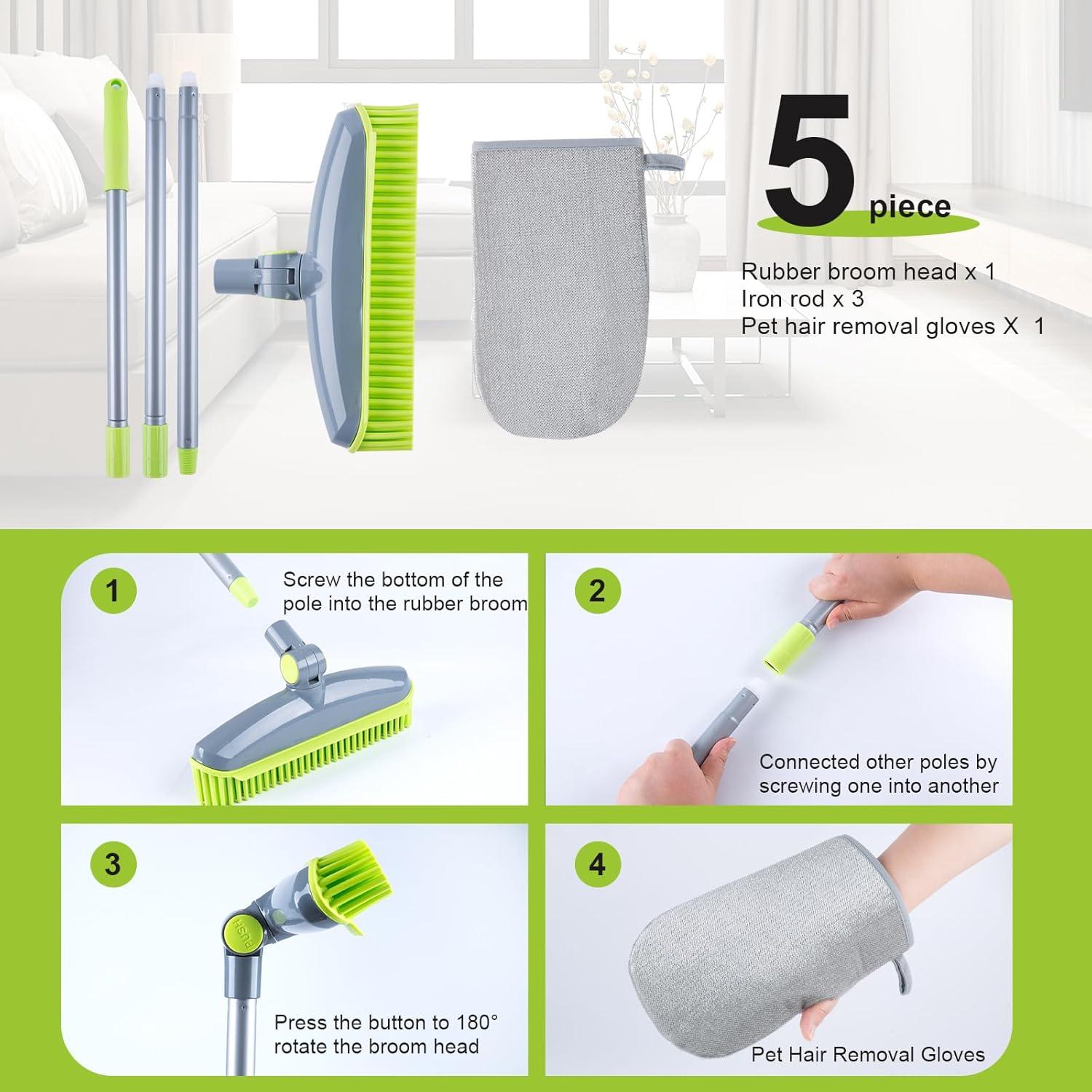 Escoba de goma Homilifibra NC-GMS 180° con rasqueta y guantes