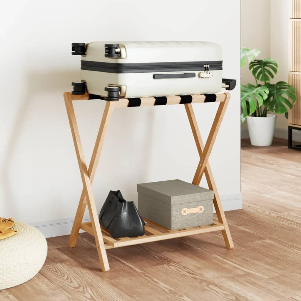 Soporte de Equipaje Plegable vidaXL de Bambú Natural 68x38x58cm