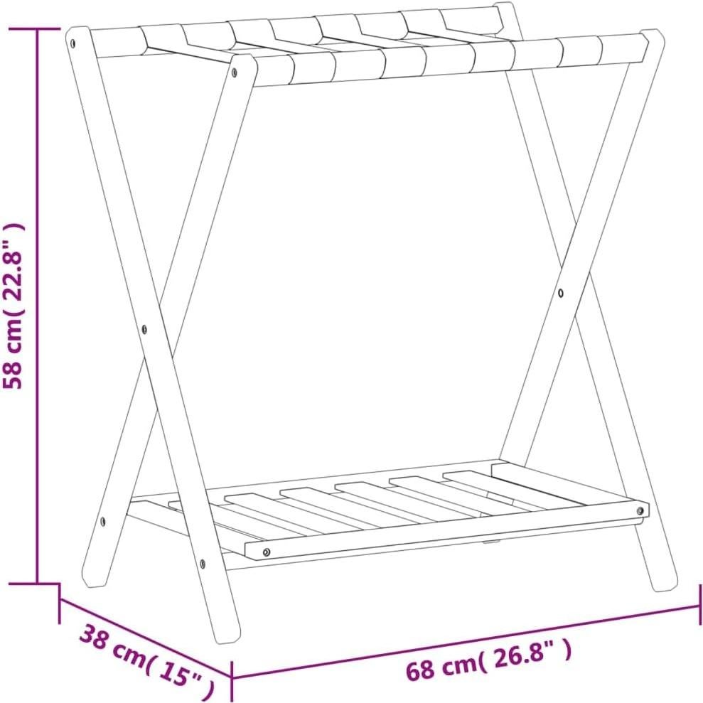 Soporte de Equipaje Plegable vidaXL de Bambú Natural 68x38x58cm
