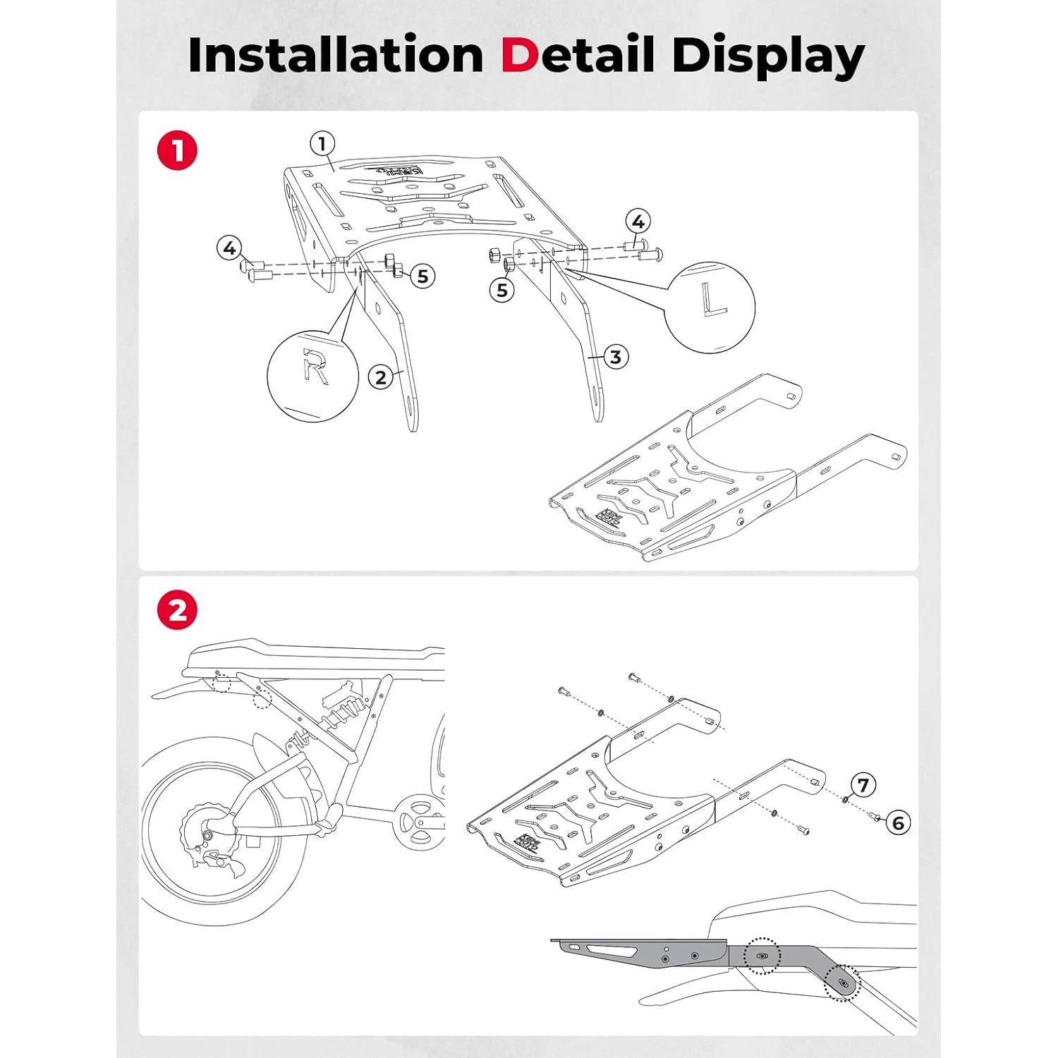 Soporte Trasero KEMIMOTO Rack de Equipaje para Super73 R Negro