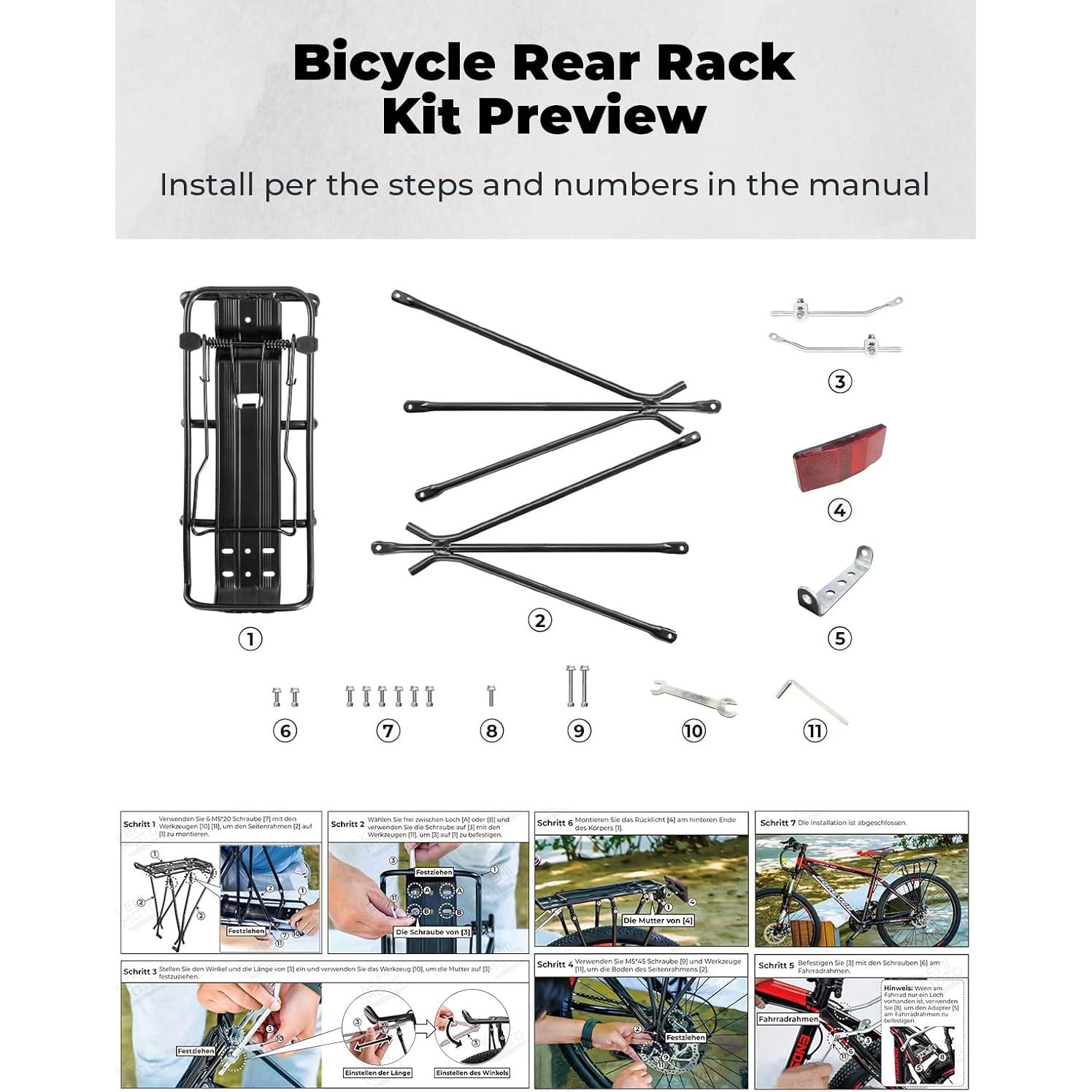 Soporte de Carga para Bicicleta KEMIMOTO Ajustable 100kg