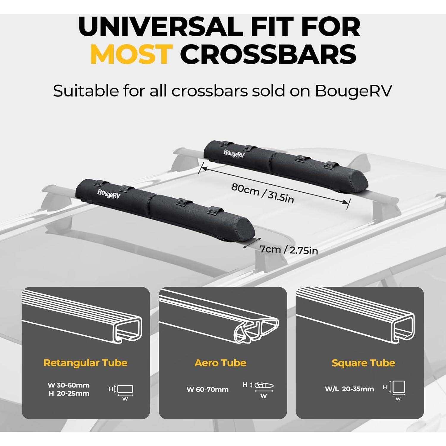 Almohadillas de Techo BougeRV 80 cm para Portaequipajes