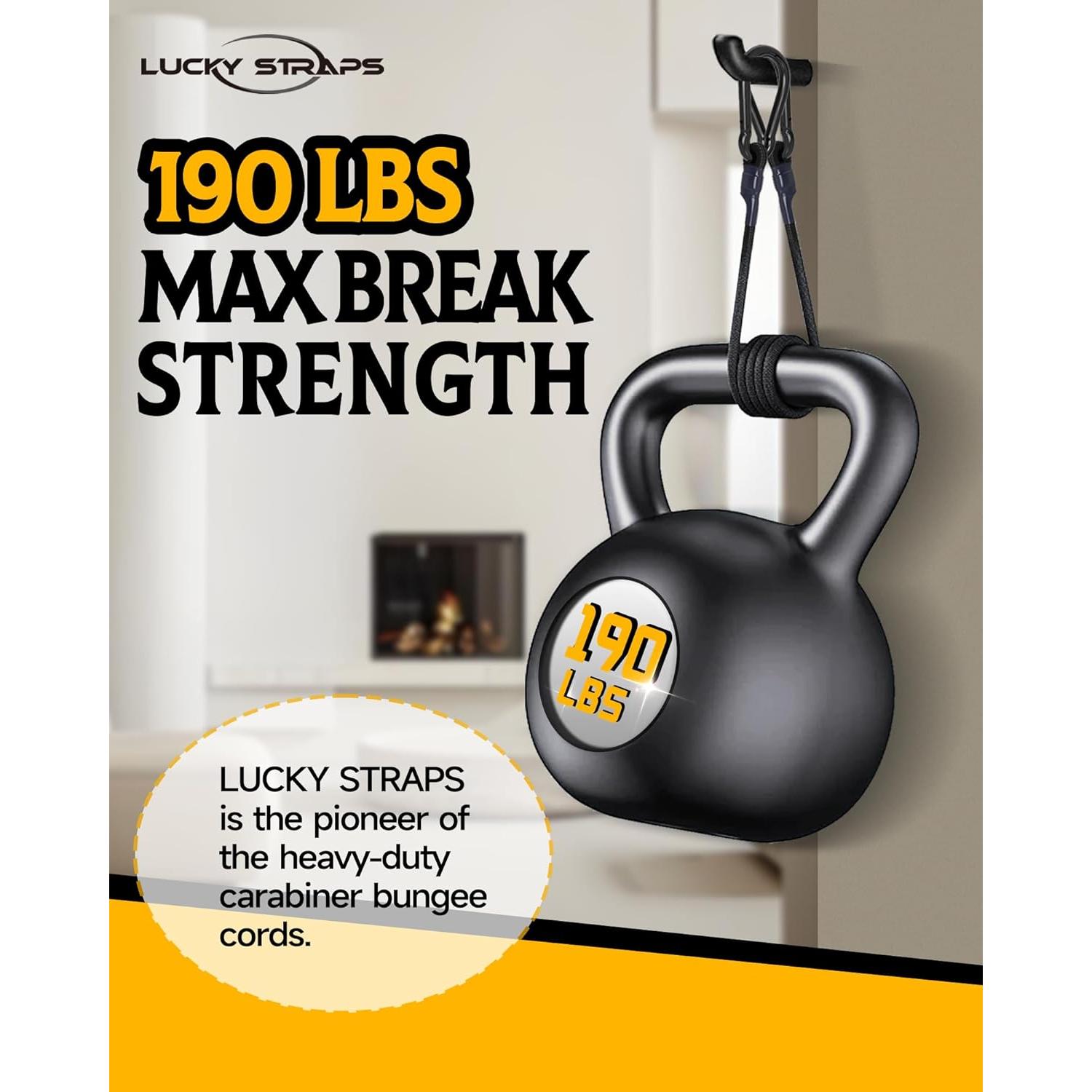 Cuerdas Bungee de Carabineros LuckyStraps 12" 8 Pcs Alta Resistencia