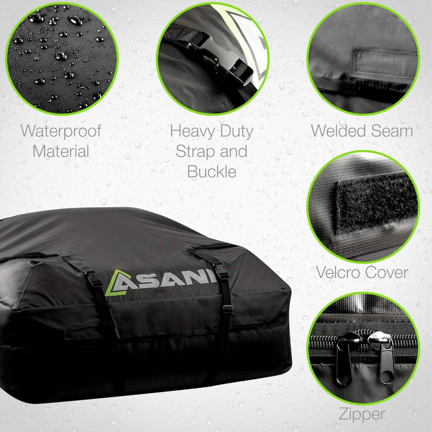Bolsa de Techo Impermeable Asani 425L con 8 Correas 112x86x43cm