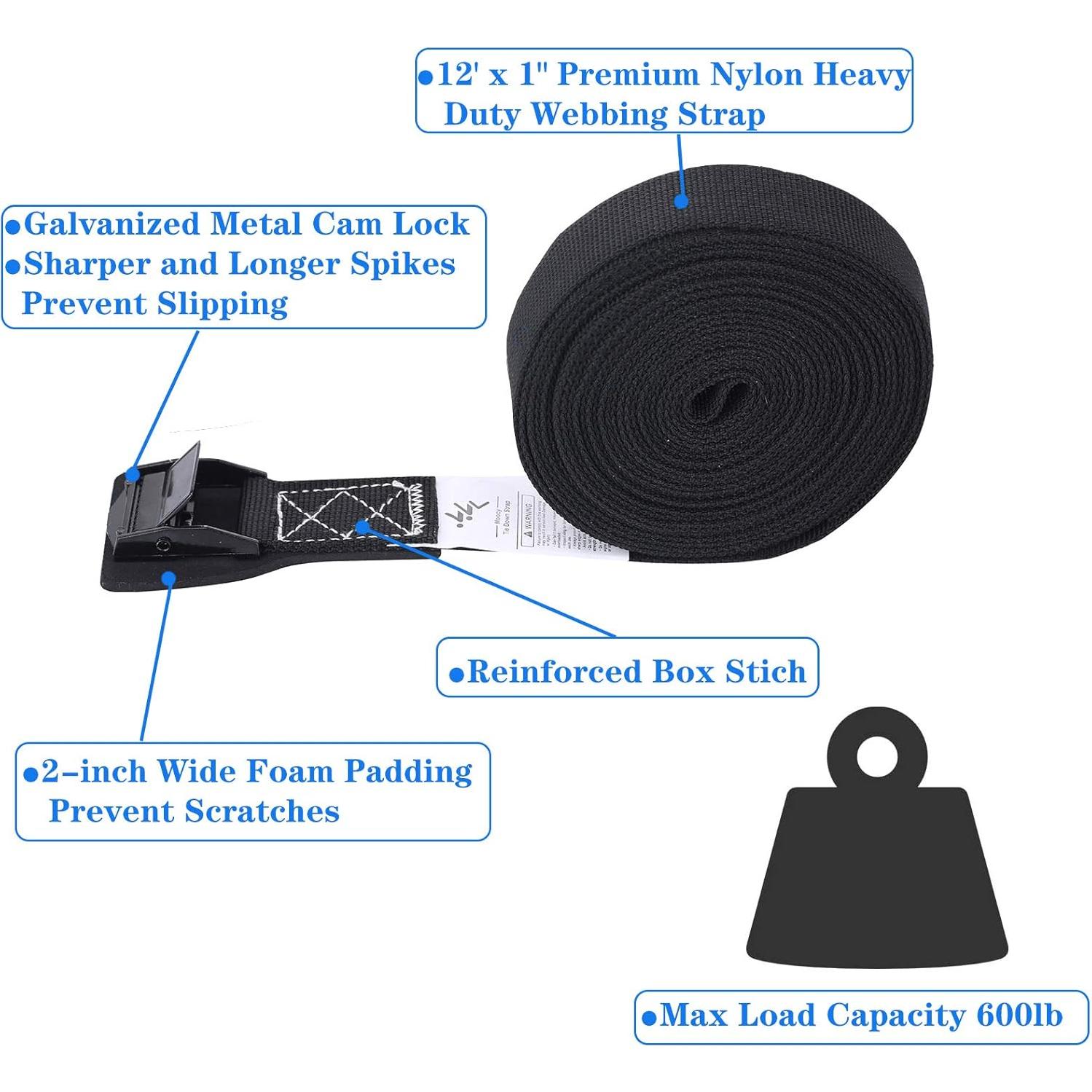 Correas de Amarre MOOCY 2 Unidades 2.54cm x 3.66m Ajustables