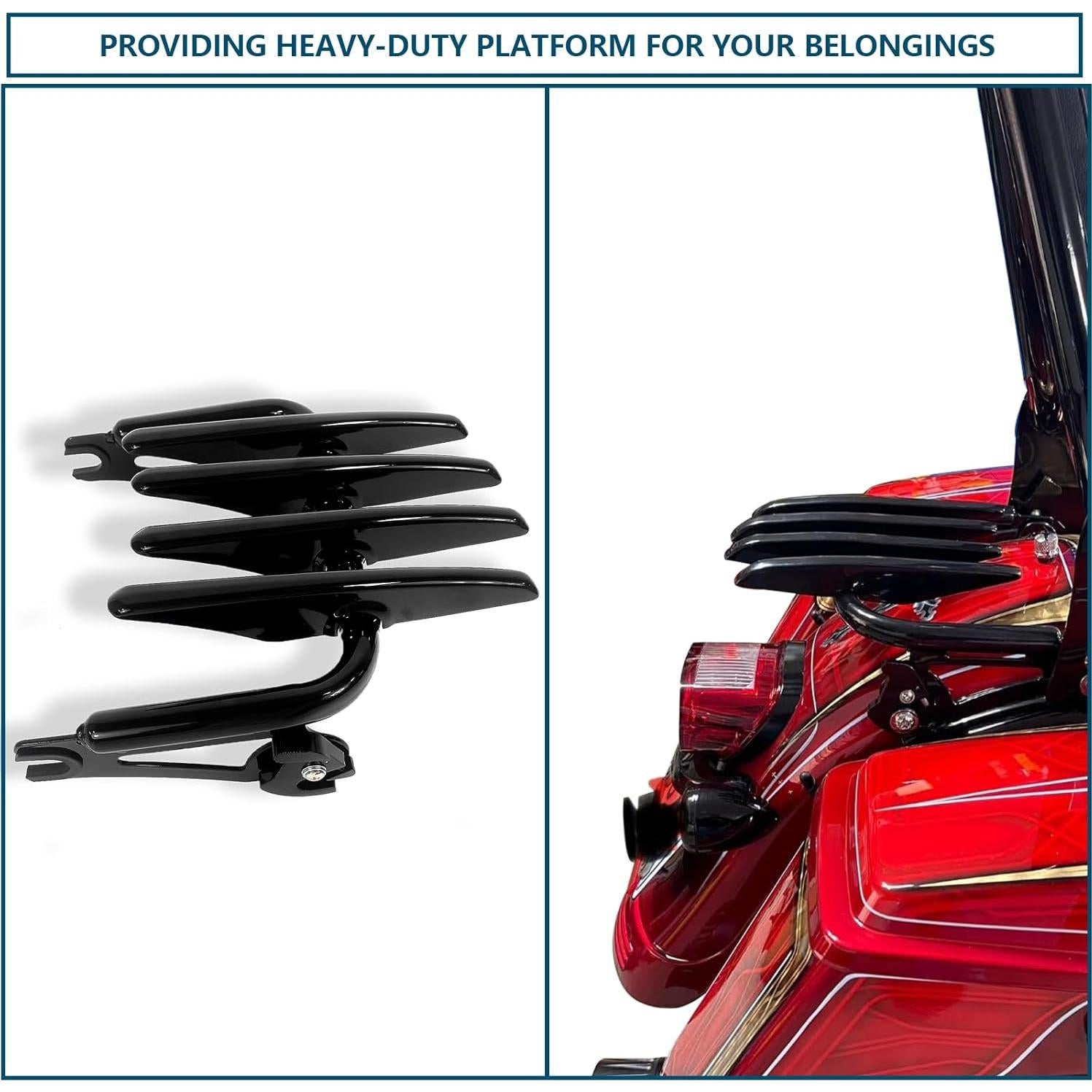 Soporte de Equipaje Desmontable DreDoggMoto Negro para Harley Touring 2009-2024