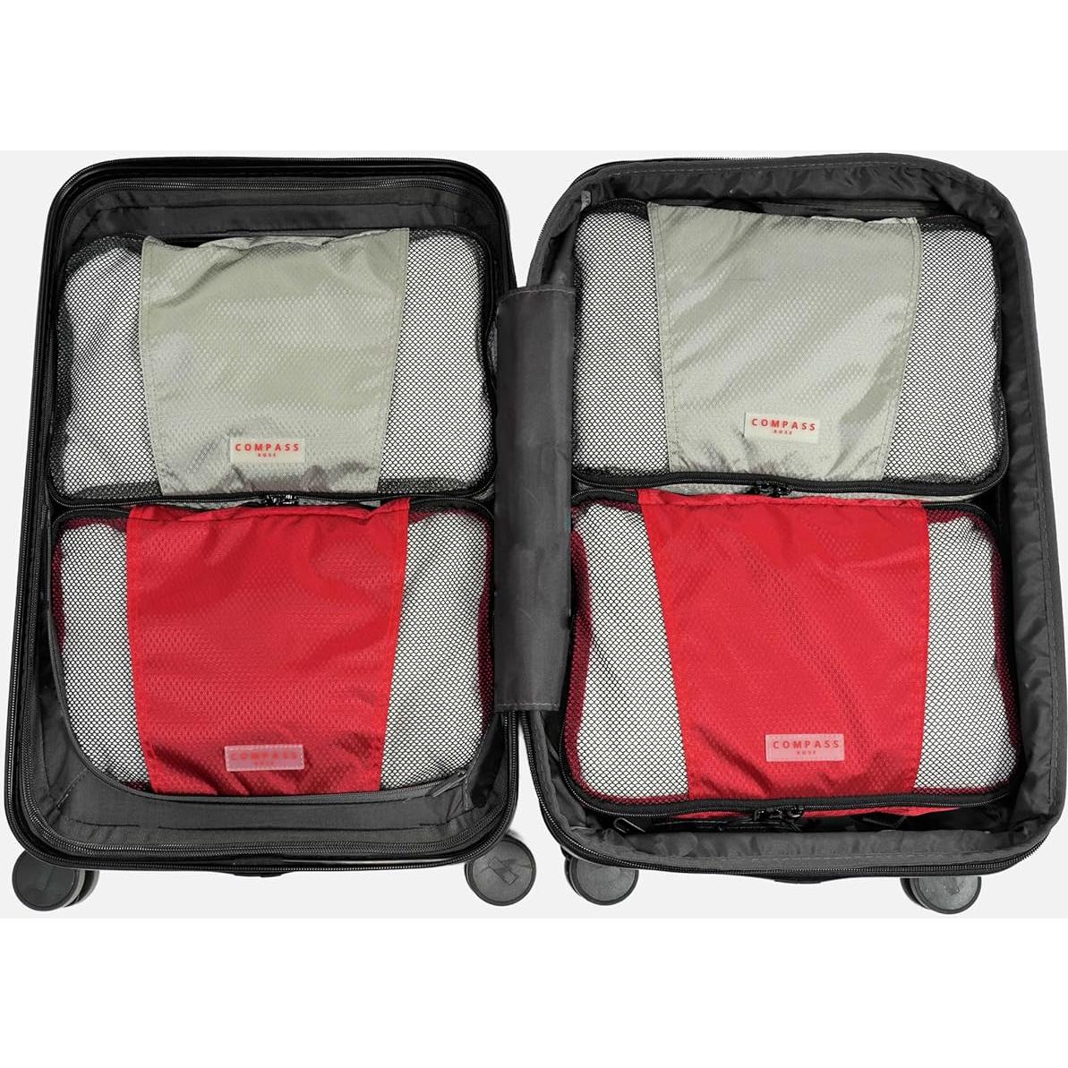 Cubos de Empaque Medianos Compass Rose - 4 Piezas Rojo y Gris
