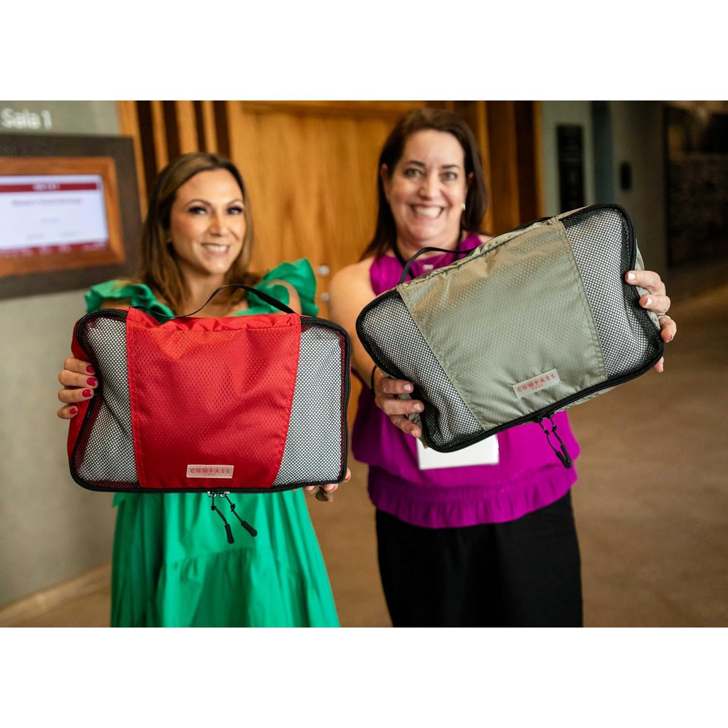 Cubos de Empaque Medianos Compass Rose - 4 Piezas Rojo y Gris