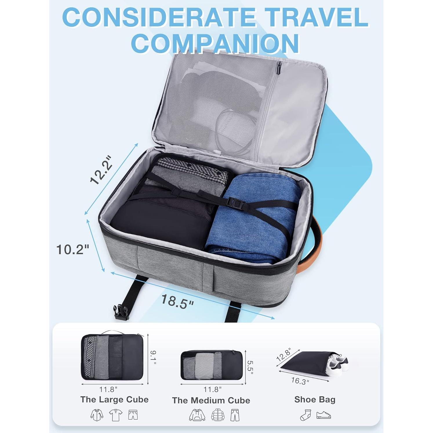 Mochila de Viaje BAGSMART Expandible 45L para Laptop 17" Gris