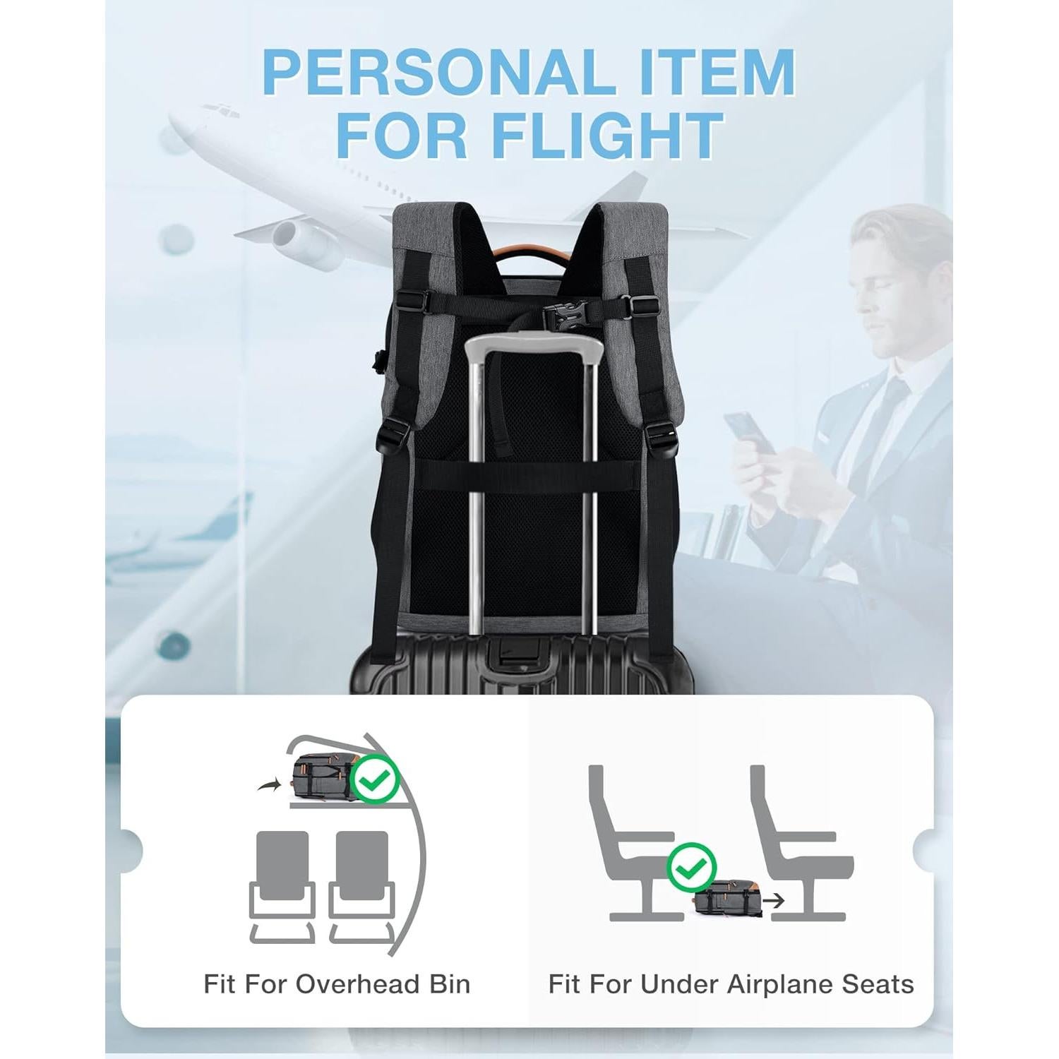 Mochila de Viaje BAGSMART Expandible 45L para Laptop 17" Gris