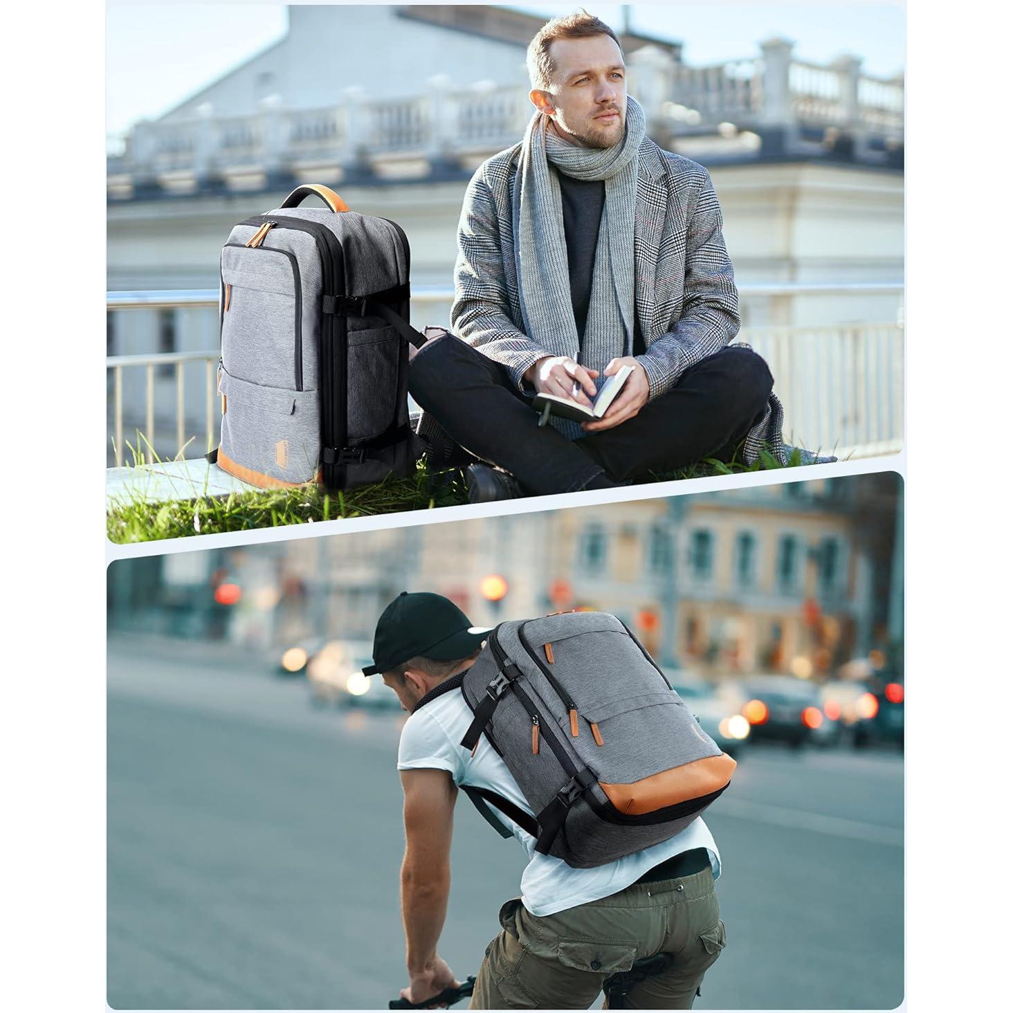 Mochila de Viaje BAGSMART Expandible 45L para Laptop 17" Gris