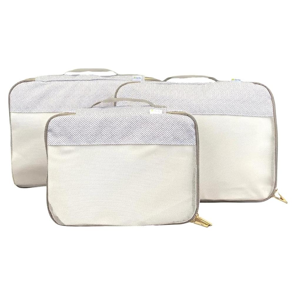 Set de 3 Cubos de Empaque Itzy Ritzy - Grandes Taupe