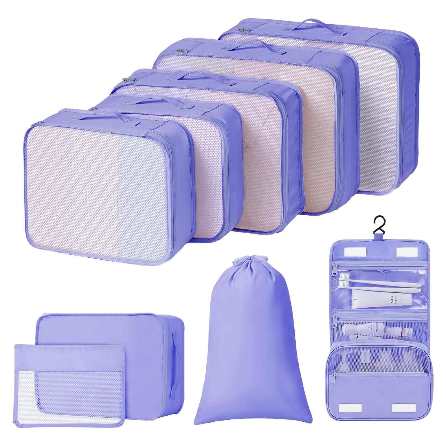 Set de Cubos de Empaque para Viaje Easortm 9 Piezas Púrpura
