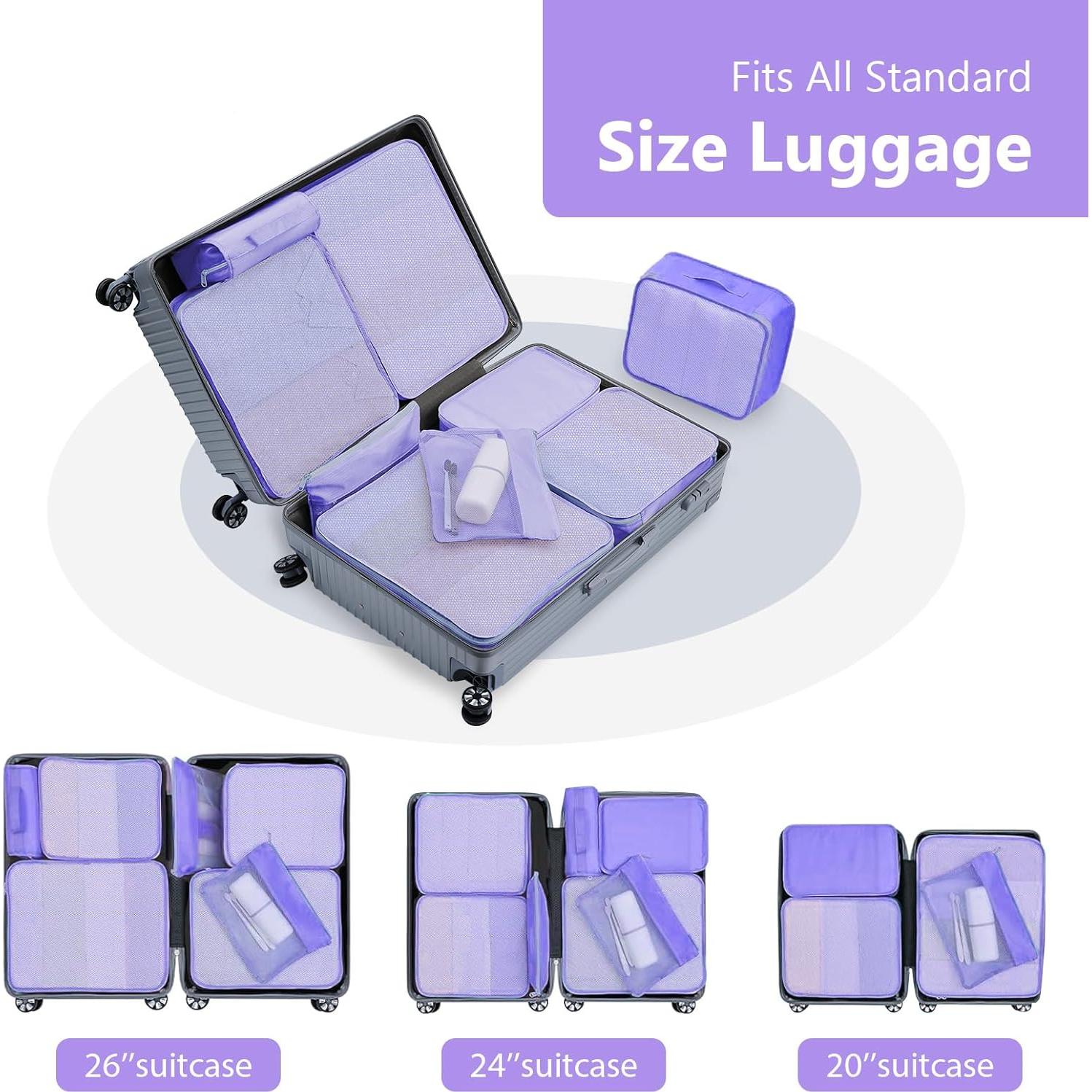 Set de Cubos de Empaque para Viaje Easortm 9 Piezas Púrpura