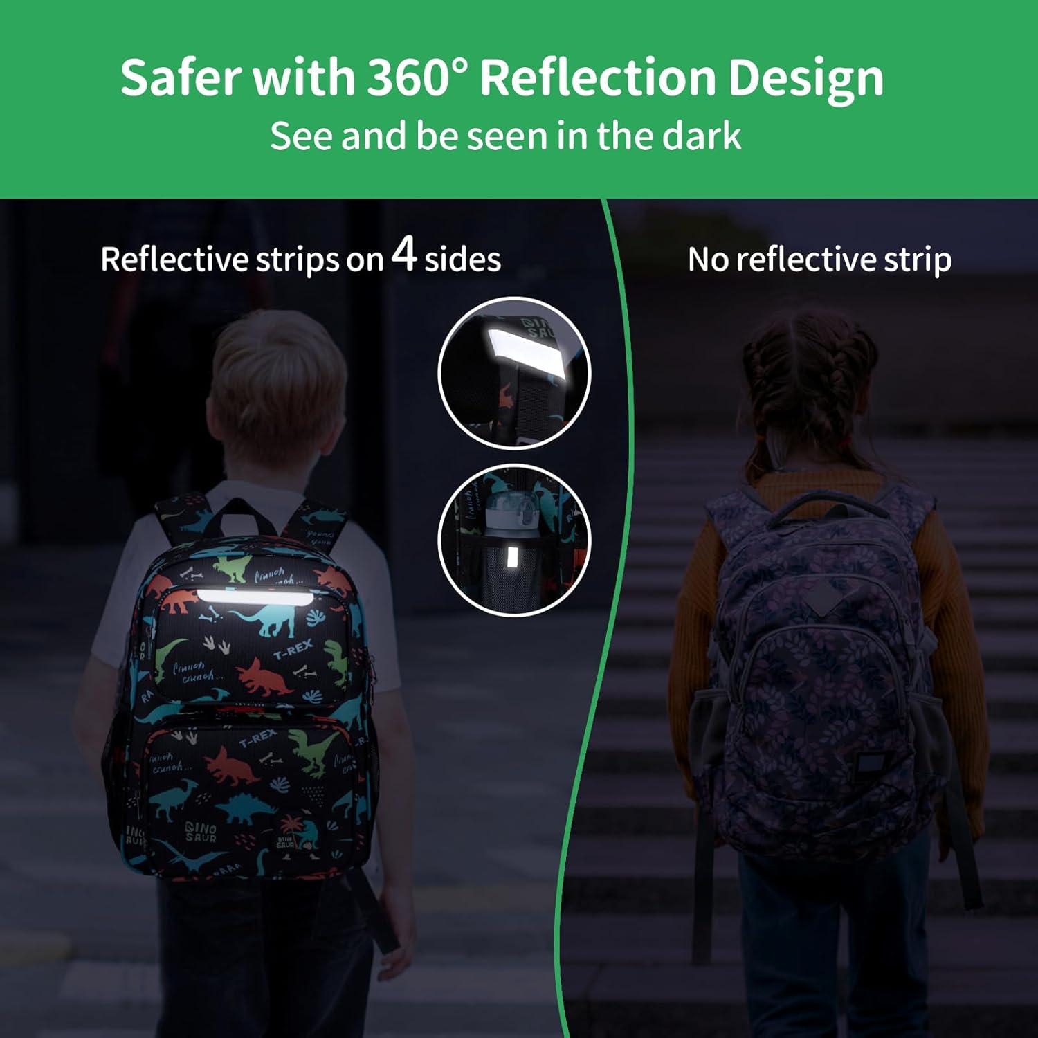 Mochila Infantil BrainyBees 15" Dinosaurio Negro con Cubos