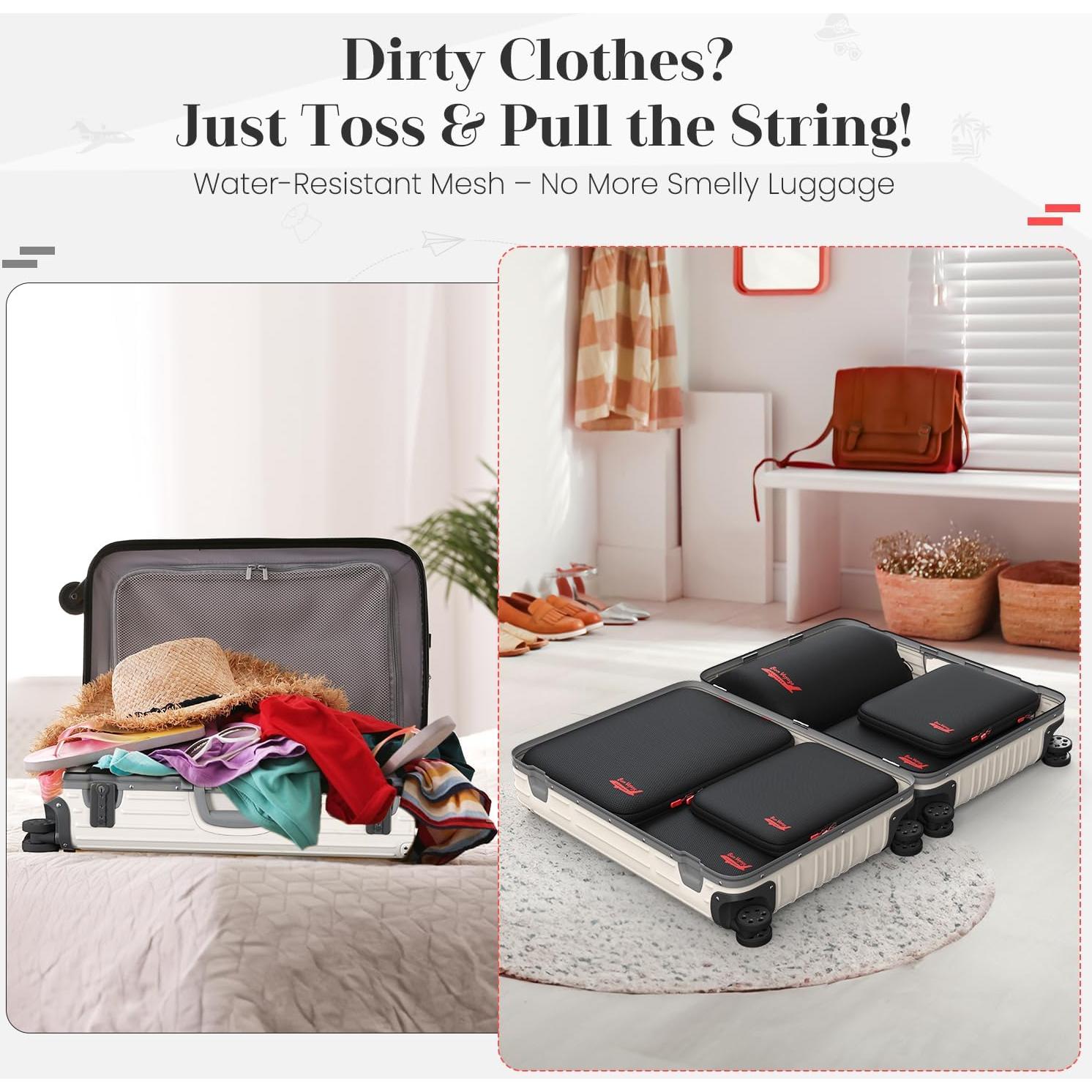 Set de 6 Cubos de Compresión Percover para Viaje Negro