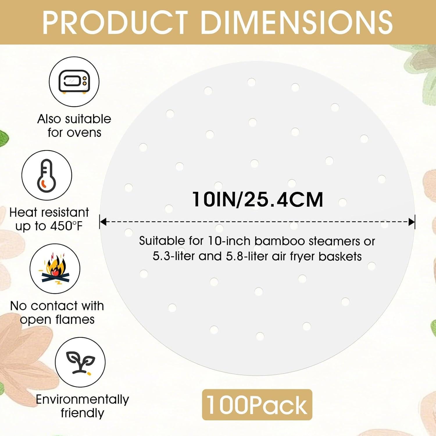 100 Forros de Vapor de Bambú AUUTI 25.4 cm Antiadherentes
