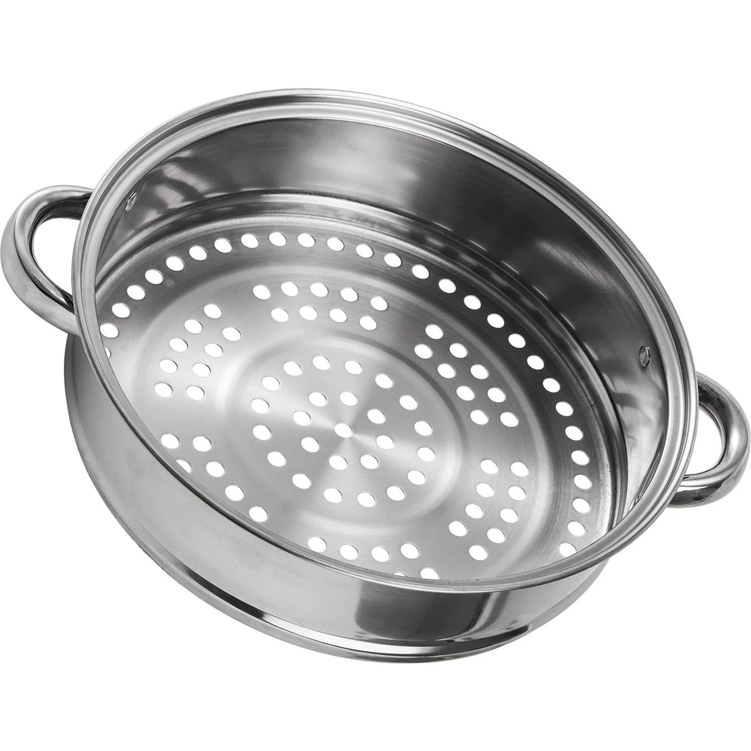 Vaporera ZENFUN 28 cm Acero Inoxidable 2 Niveles con Tapa Vidrio