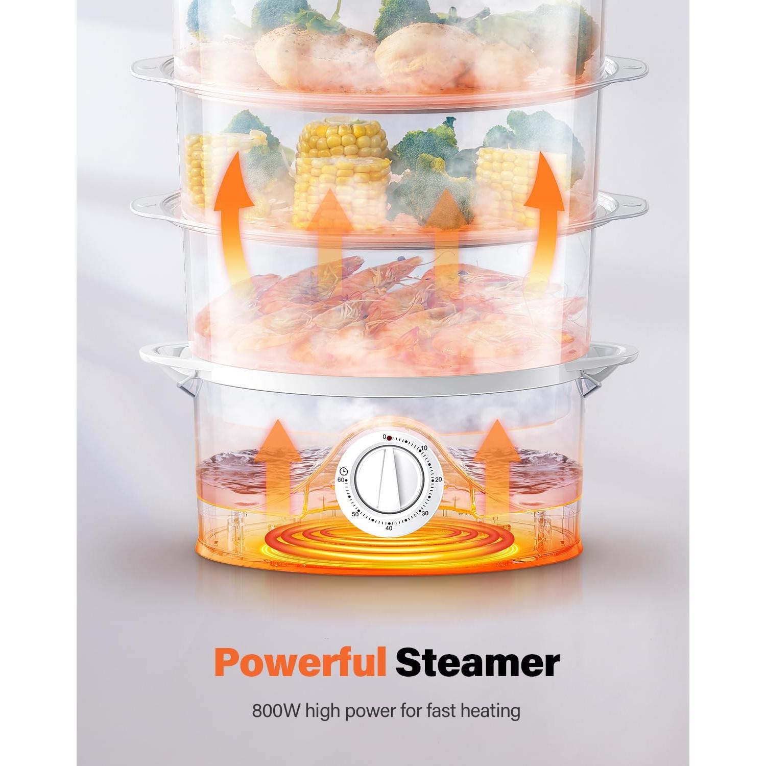 Vaporera Eléctrica GDOR 3 Niveles 800W 9.6QT Libre de BPA